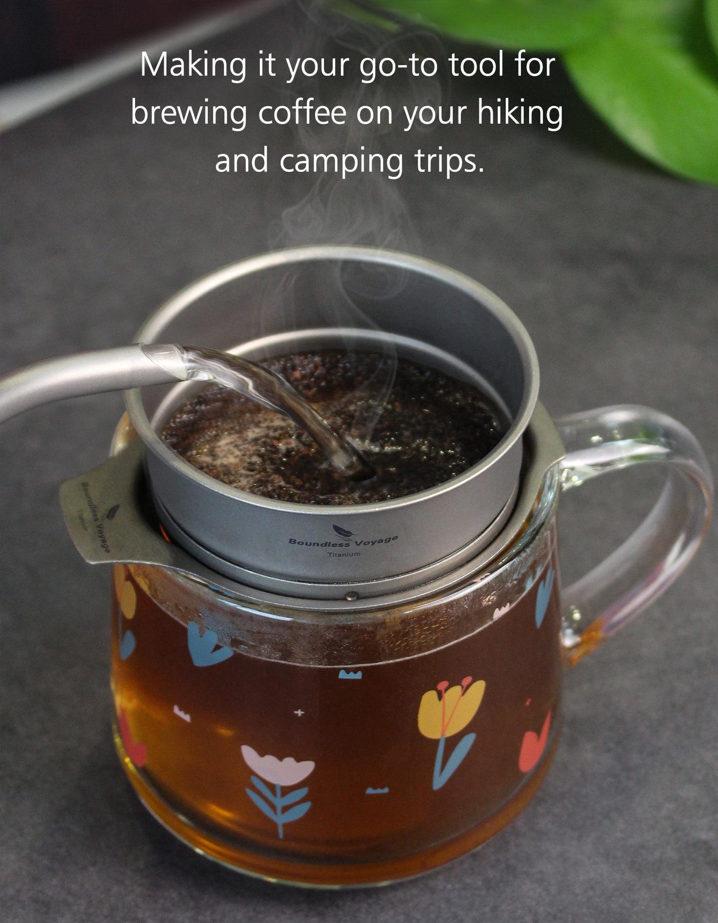 Boundless Voyage Titanium Coffee Mesh Filter, Paper‑Less Reusable Pour‑Over Coffee Dripper Holder for Outdoor Camping, Travel and Home Daily Use Ti6003P