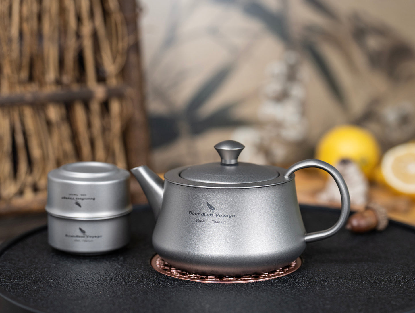 Boundless Voyage 300ml Titanium Teapot, Ultralight Portable Reusable Travel Water Pot, Compact Drinkware for Home Office, Outdoor Camping, Hiking & Picnic Ti3118D/Ti3119D