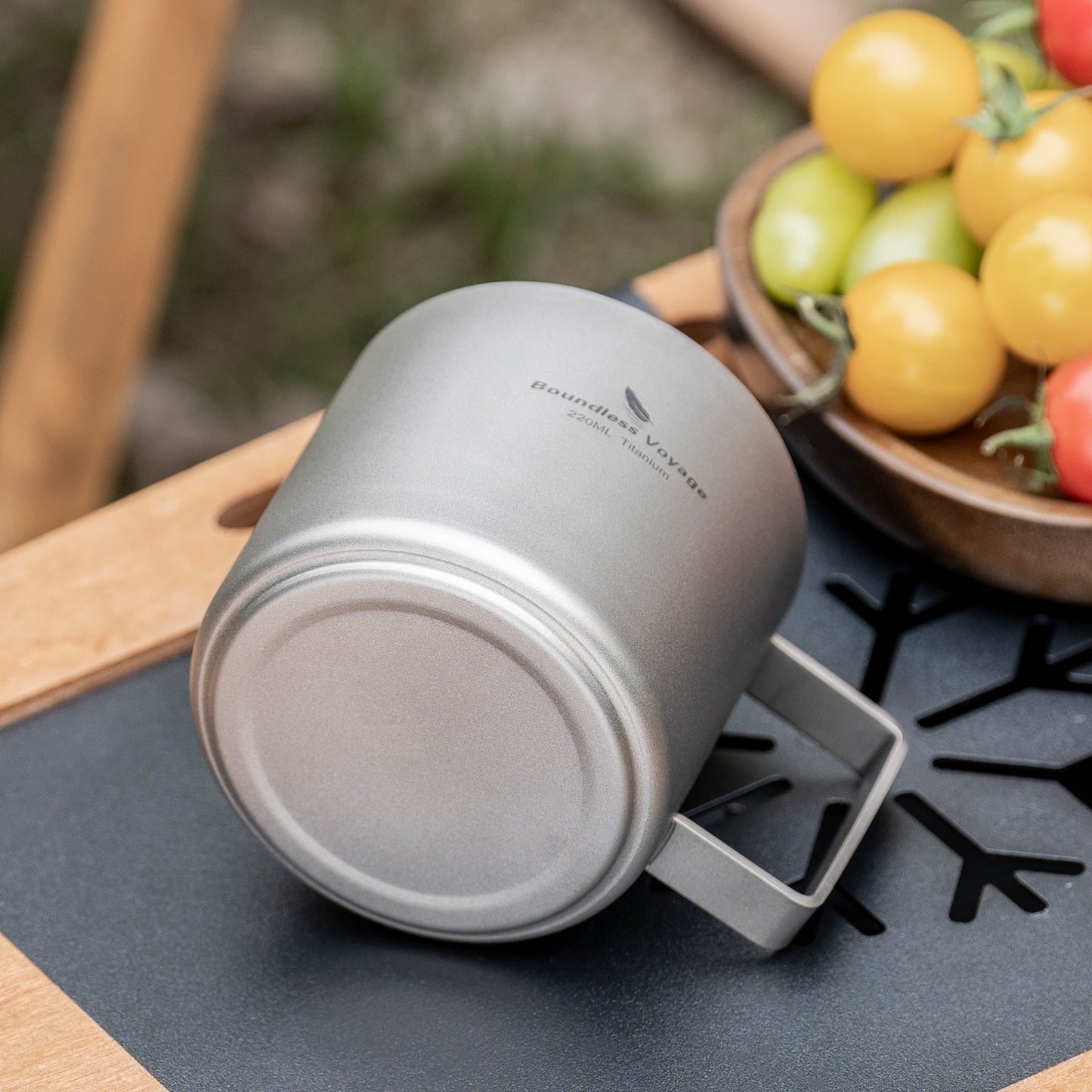 Boundless Voyage 220ml Double Wall Titanium Coffee Cup, Lightweight Portable Insulated Mug, Outdoor Camping Travel Tableware Ti3052D