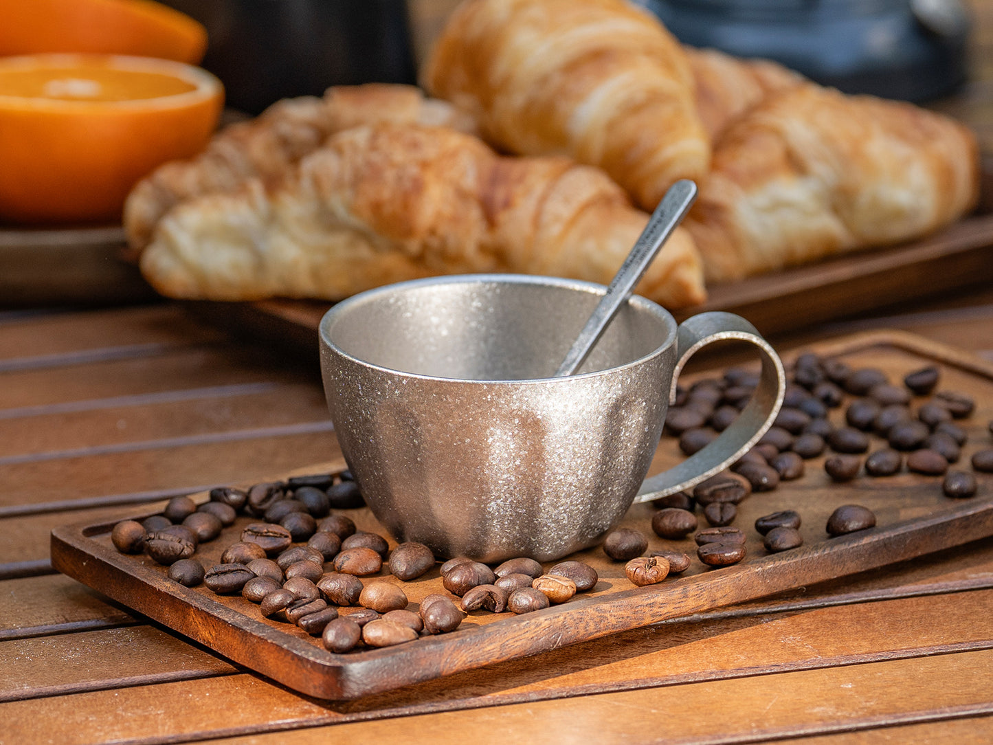 Boundless Voyage 120ml Titanium Espresso Cup, Double‑Wall Heat‑Insulated Coffee Mug with Fixed‑Handle, Compact Light‑Weight for Home, Office, Travel and Camping Ti3088D
