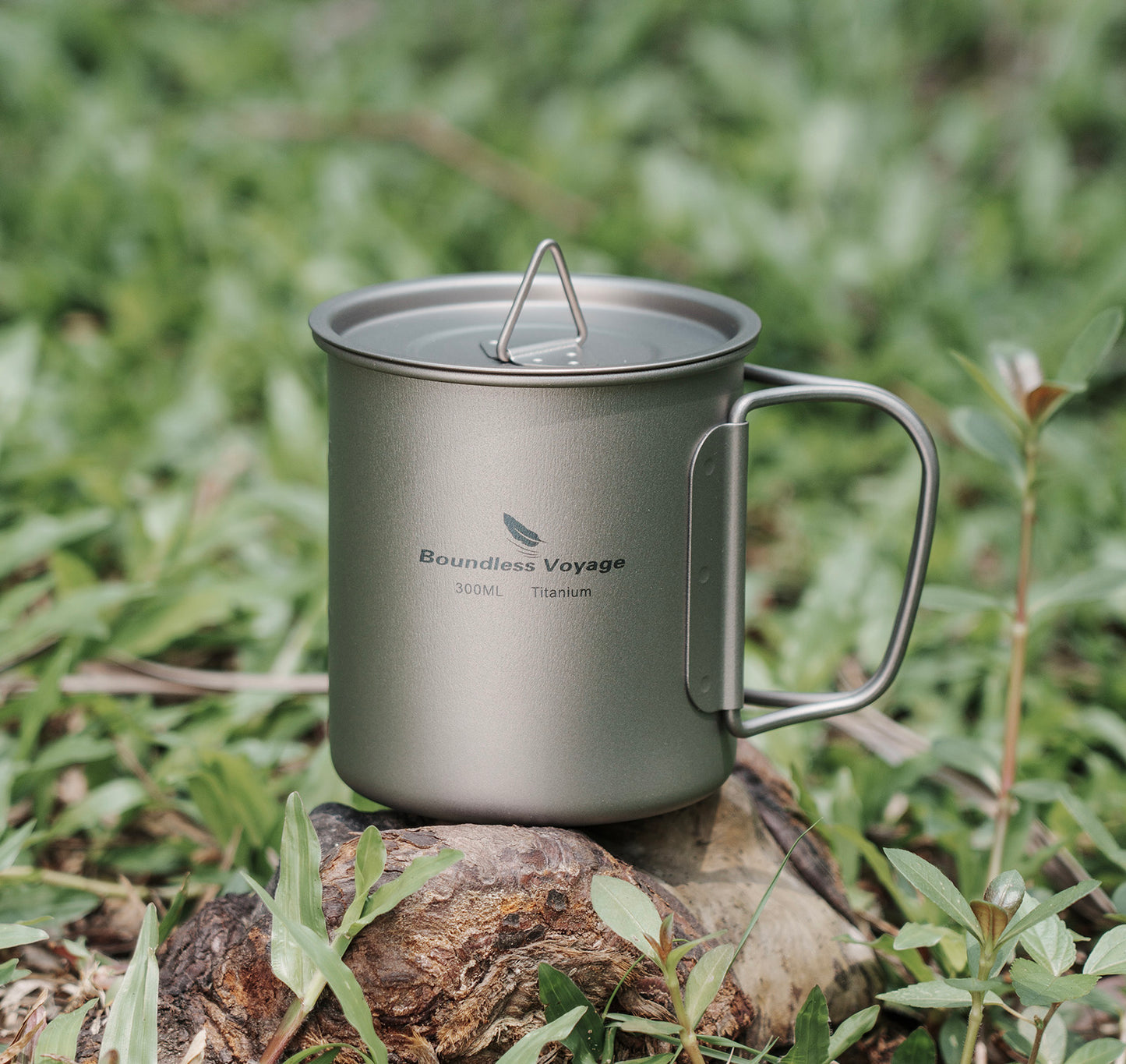 Boundless Voyage 300ml Single Wall Titanium Cup with Lid | Ultralight Portable Camping Mug for Tea Coffee EDC Hiking Ti3034D