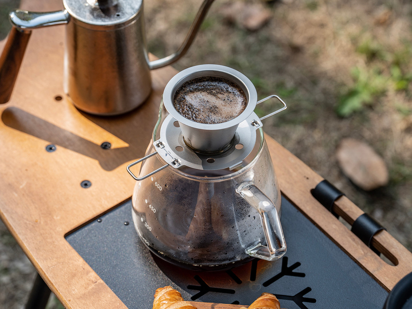 Boundless Voyage Titanium Pour Over Coffee Dripper, Paperless Reusable Metal Cone Coffee Filter with Foldable Holder, Portable Coffee Maker for Home Office Outdoor Travel Camping Ti6004P