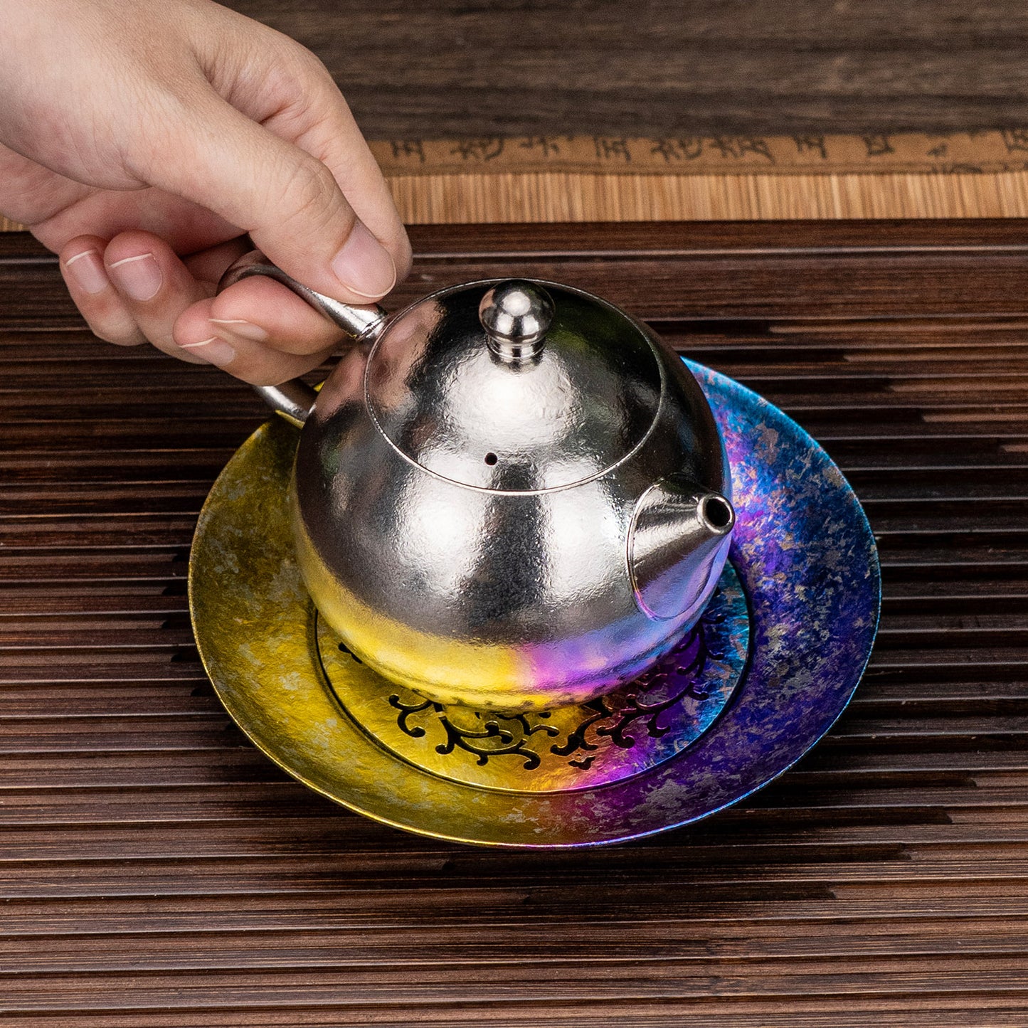 Boundless Voyage Titanium Tea Tray, Hollow Out Detachable Heat Insulation Anti-scald, Multipurpose Water Storage Drain Tray for Kung Fu Tea Home Kitchen Office Camping Ti3201D