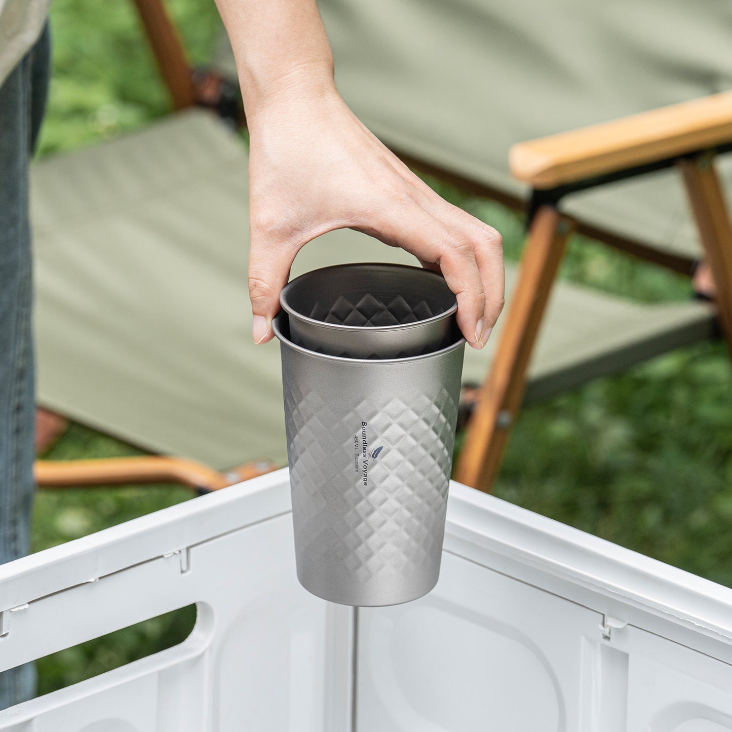 Boundless Voyage Stackable Pure Titanium Cup | Premium Reusable Drinkware for Beer & Juice, Perfect for Home, Party & Outdoor Camping Ti3047D/Ti3048D