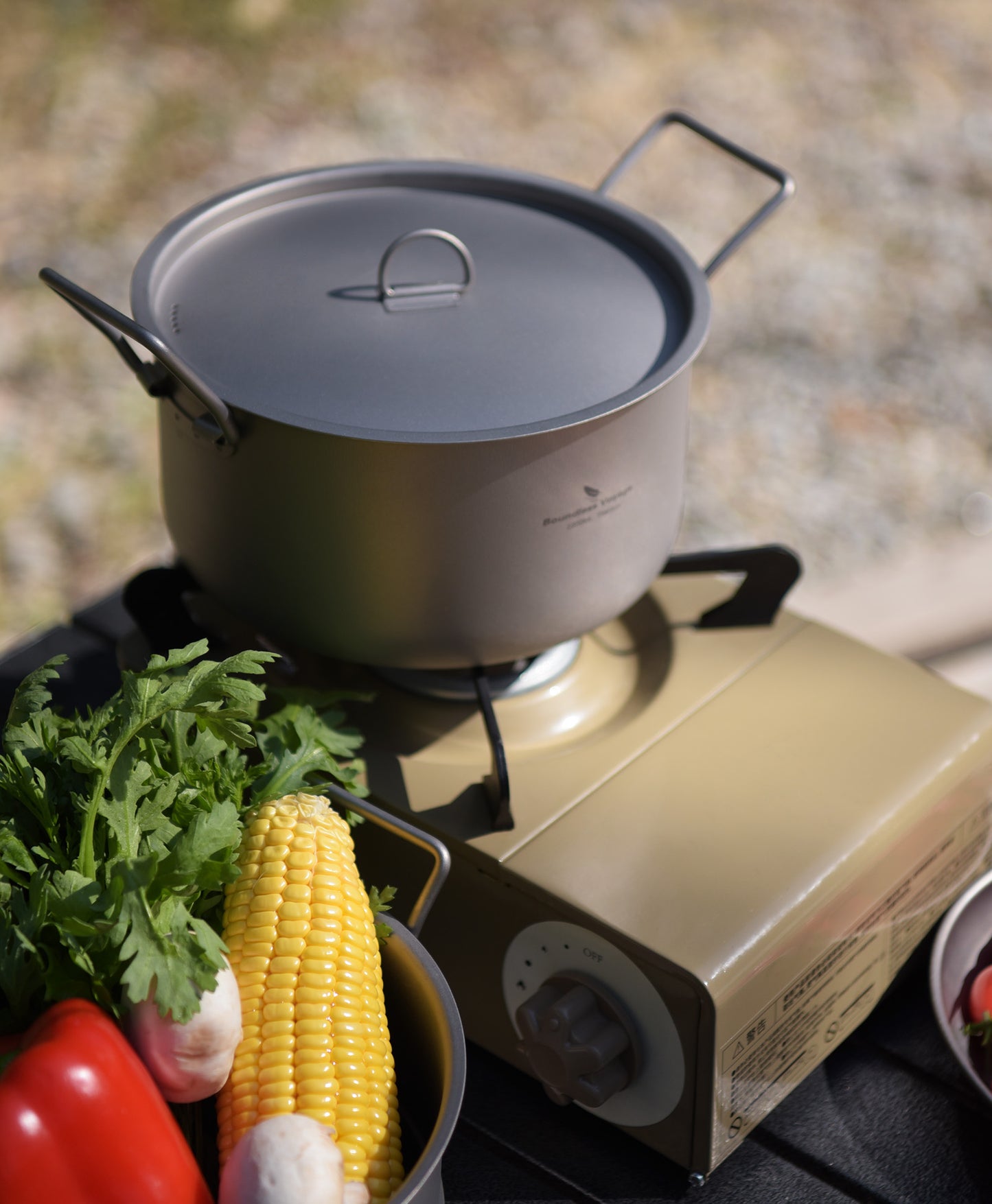 Boundless Voyage Titanium Soup Pot & Steamer Set 2.2L, Foldable Handle Camping Cookware for Hiking Kitchen Ti2111C