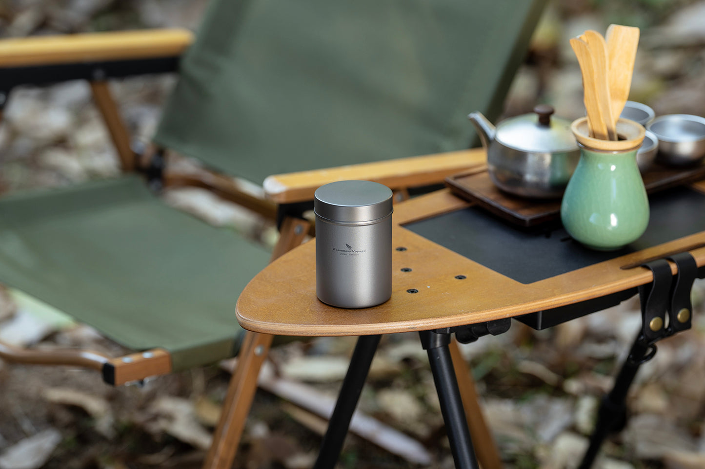 Boundless Voyage Titanium Tea Caddy Tea Canister Ultralight Portable & Small Round Kitchen Food Storage Container for Loose Tea, Coffee, Spices, Beans, Sugar Ti3212D