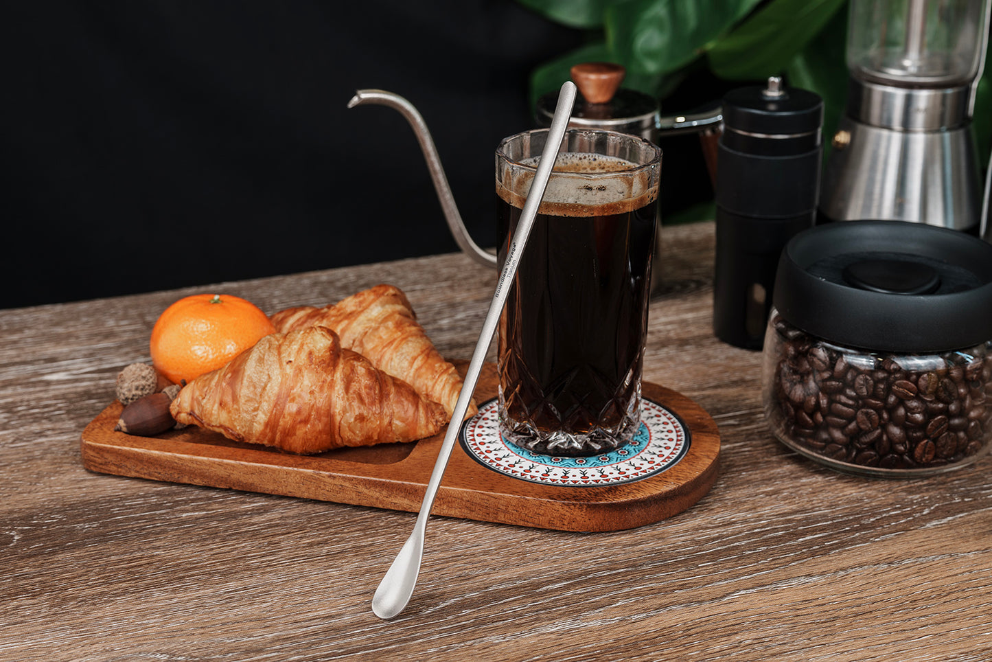 Boundless Voyage Titanium Coffee Spoon Long Handle Tea Spoon Ultralight Small Ladle Durable Cutlery Stir Spoon Bar Spoon Cocktail Mixing Stirrers for Drink Ti1034T-Ti1035T