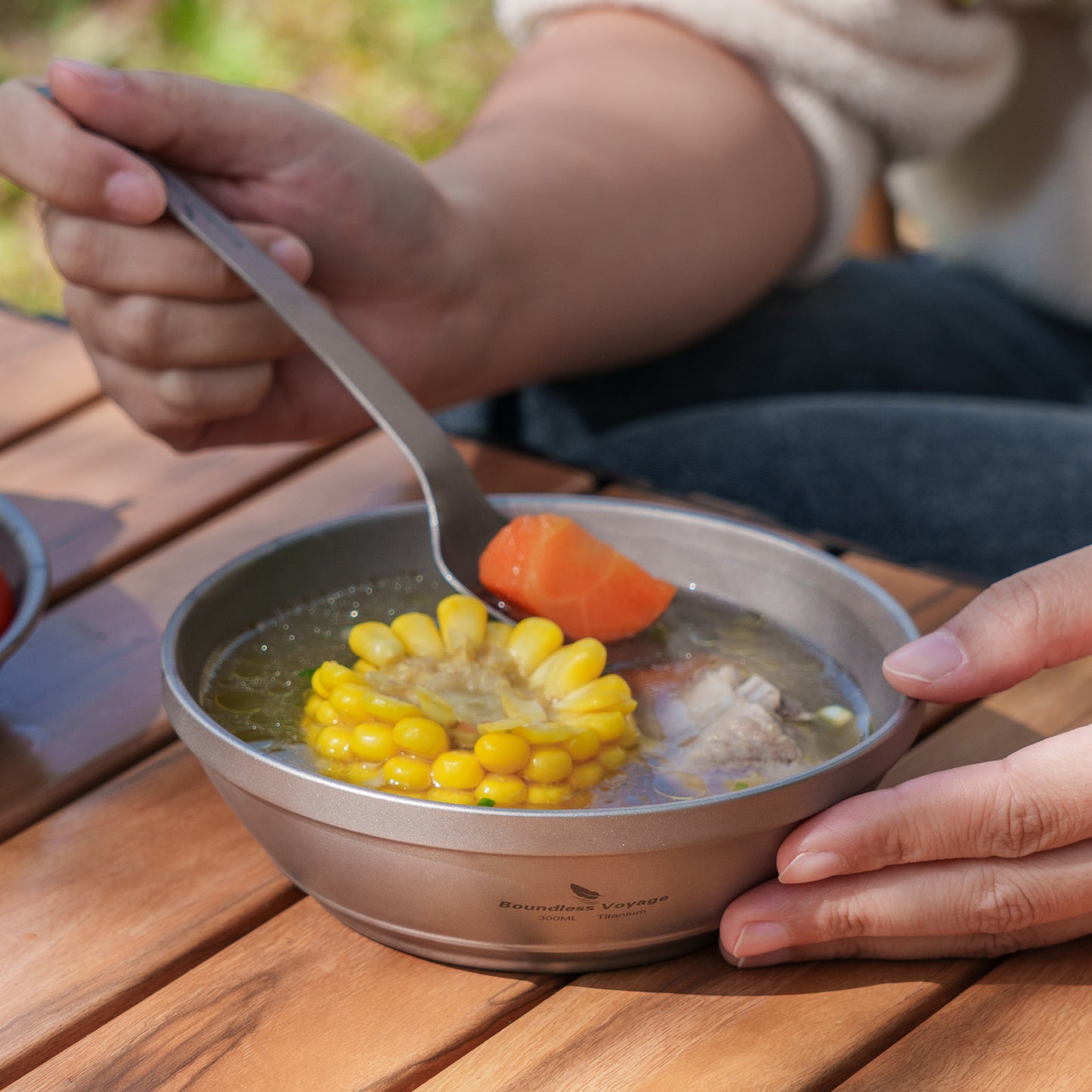 Boundless Voyage 300ml Titanium Double-Wall Bowl, Ultralight Camping Bowl for Hiking Outdoor Home Ti1082T