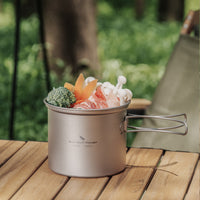 Boundless Voyage Outdoor Titanium Pot with Pan Set with Collapsible Folding Handle for Outdoor Camping Cooking Hiking Backpacking Portable Cookware Ti2037C-Ti2039C