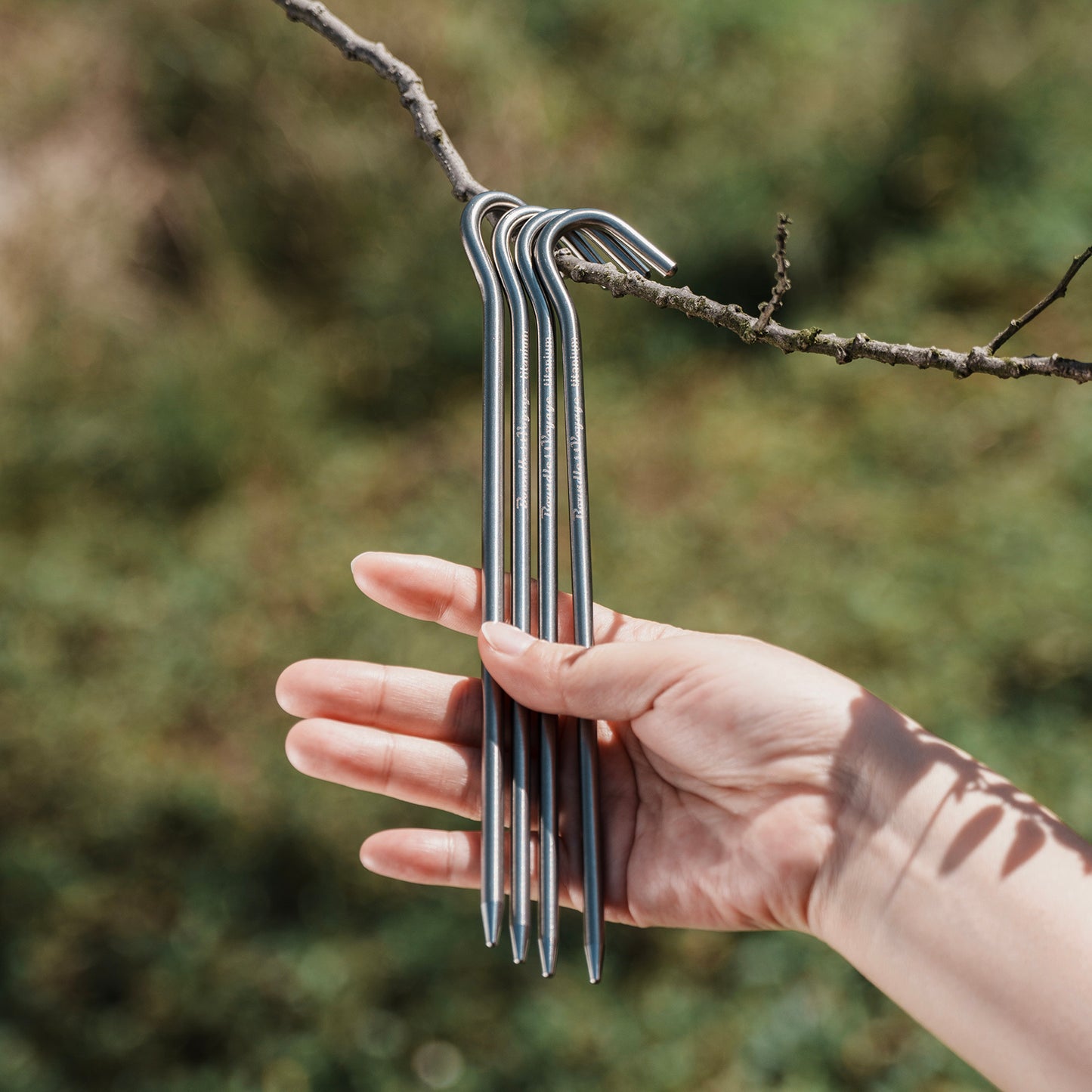 Boundless Voyage 20cm Titanium Alloy Tent Stakes | Ultralight Heavy Duty Ground Pegs, Portable Outdoor Camping Accessories, 6Pcs Pack  Ti4004P