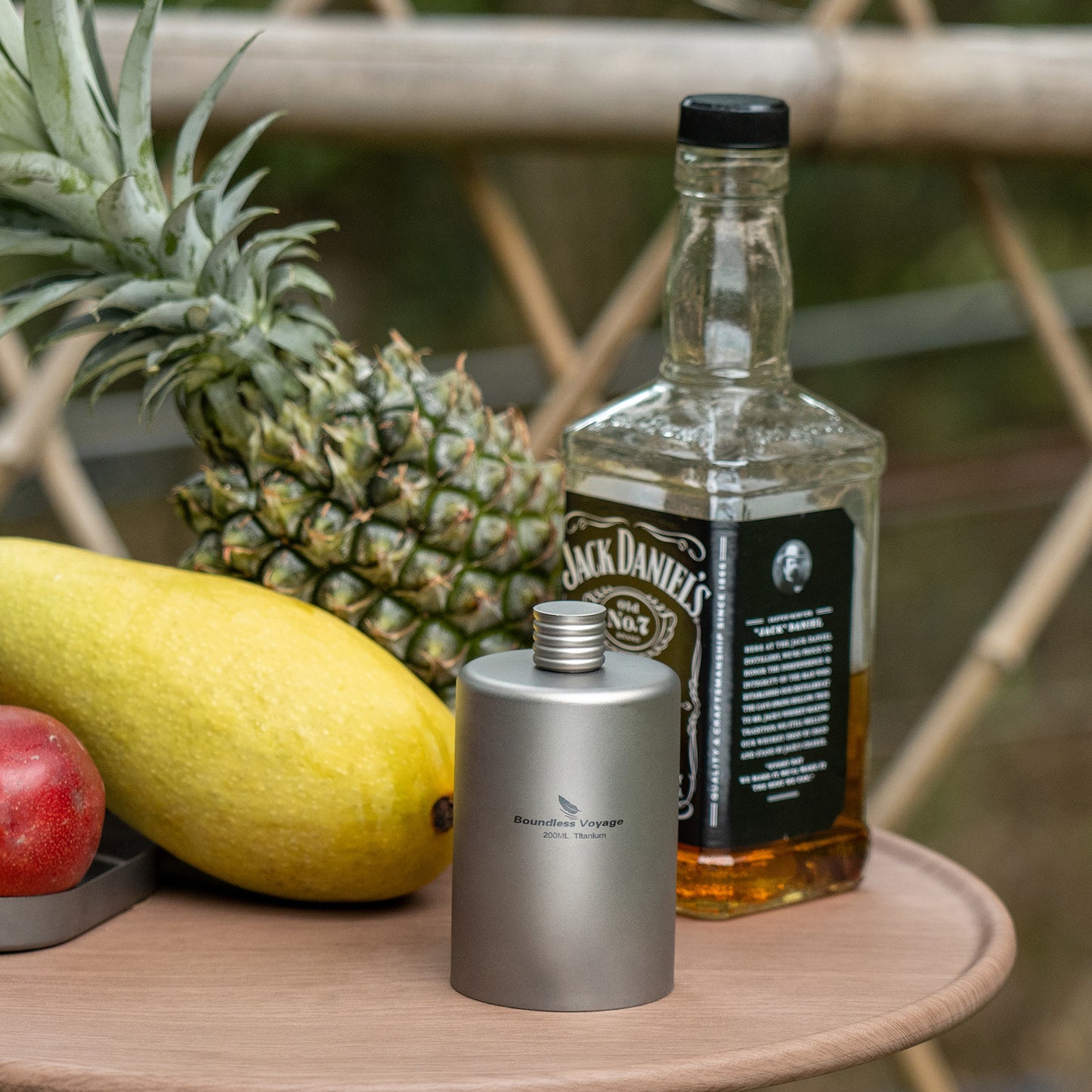 Boundless Voyage Titanium Hip Flask Pocket Flagon Camping Portable Alcohol Bottle Drink Sports Water Bottle 200ml/6.7oz-Ti3068D