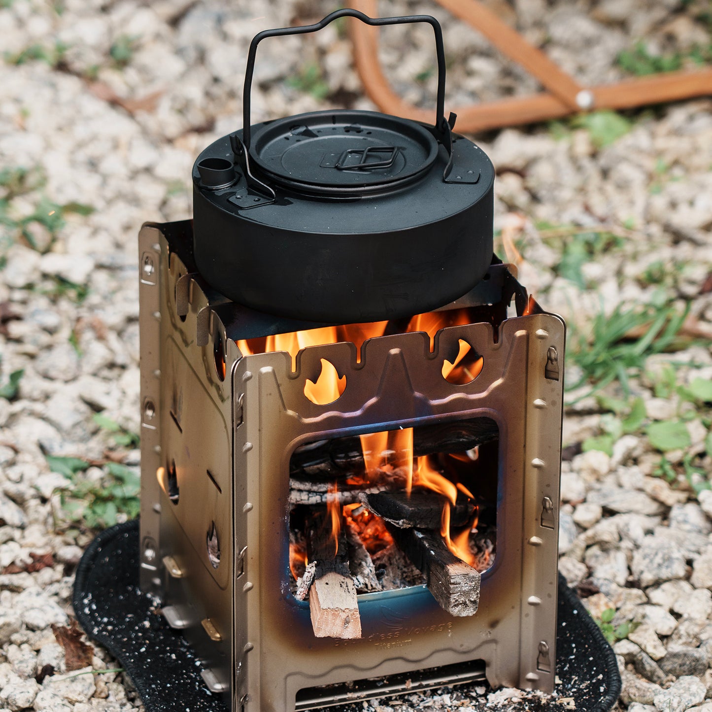 Boundless Voyage Detachable Titanium Wood Stove | Ultralight Thickened Charcoal Burner with Removable Pot Holder, Portable Outdoor Camping Furnace  Ti2008C