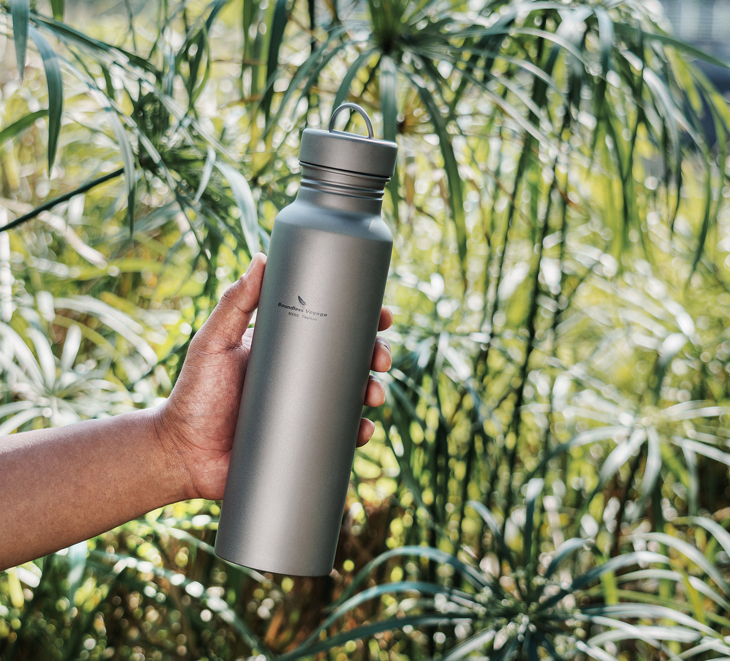 Boundless Voyage Titanium Sport Bottle 800ml with Leakproof Lid & Hook Camping Cycling Drinking Wide Mouth Single Layer Bottle Outdoor Travel Water Flask Pot Ultra-light 172g Ti3003D