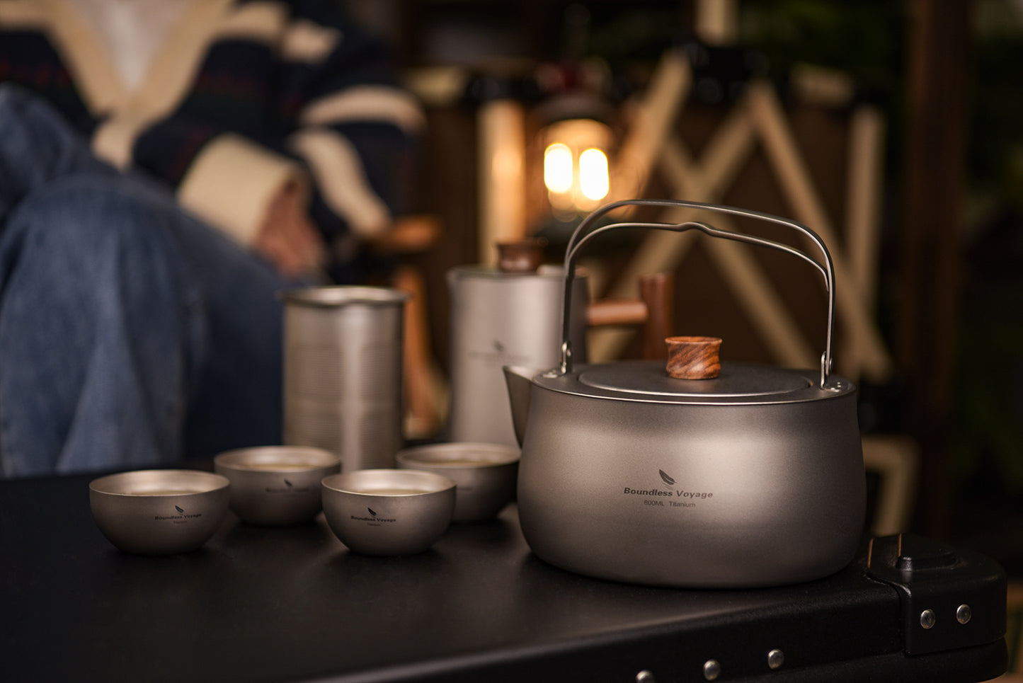 Boundless Voyage 800ml Pure Titanium Camping Kettle | Durable Lightweight Teapot with Foldable Handle for Backpacking, Hiking, Coffee and Tea Ti3131D