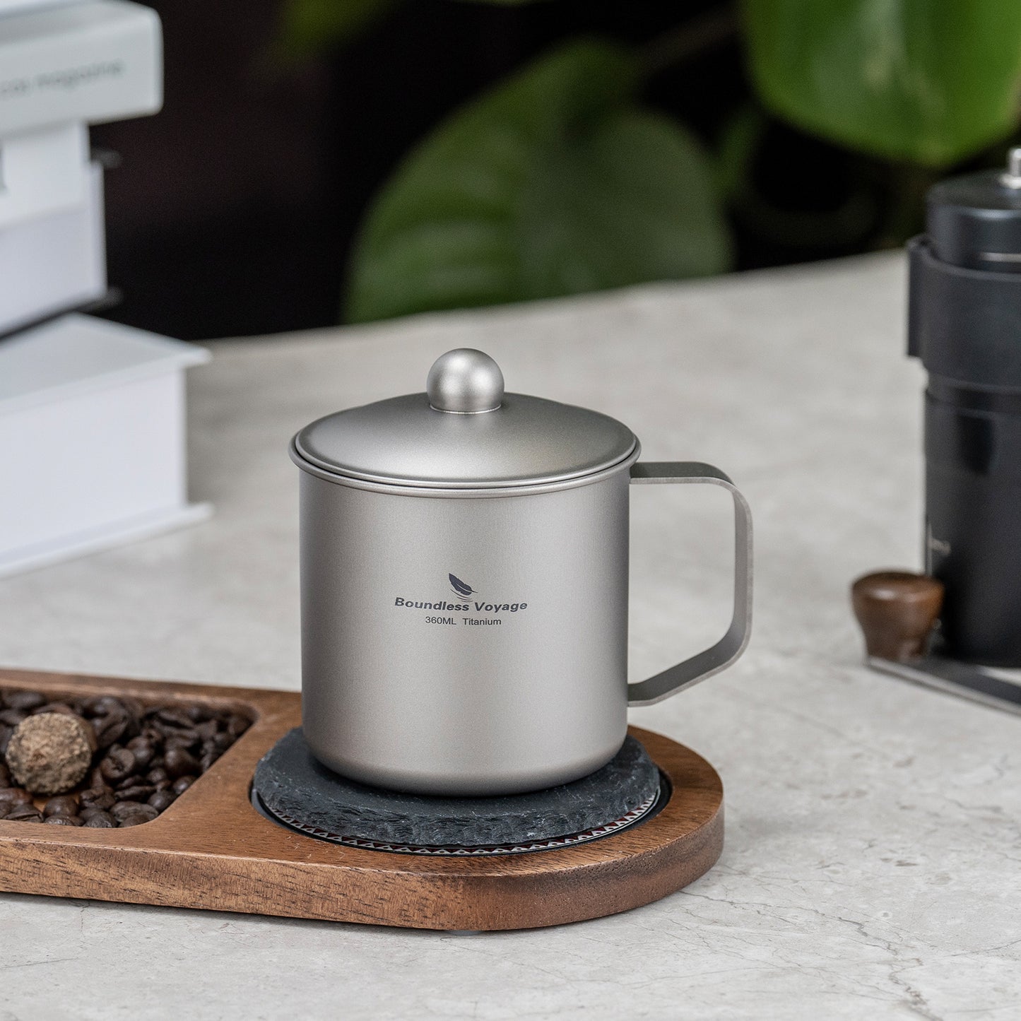 Boundless Voyage 360ml Pure Titanium Camping Mug with Lid | Ultralight Portable Drinking Cup for Hiking, Backpacking, Picnic & Outdoor Cooking Ti3023D