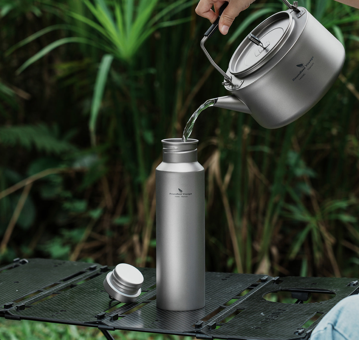 Boundless Voyage Titanium Water Bottle with Lid Reusable Sport Drinking Bottle for Camping Hiking Picnic Climbing Running Tea Coffee