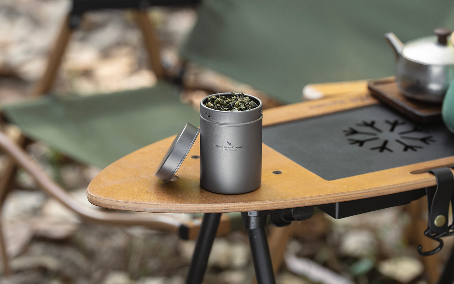 Boundless Voyage Titanium Round Tea Caddy Canister, Ultralight Portable Mini Food Storage Container for Loose Tea, Coffee Beans, Spices, Sugar & Dry Kitchen Ingredients Ti3212D