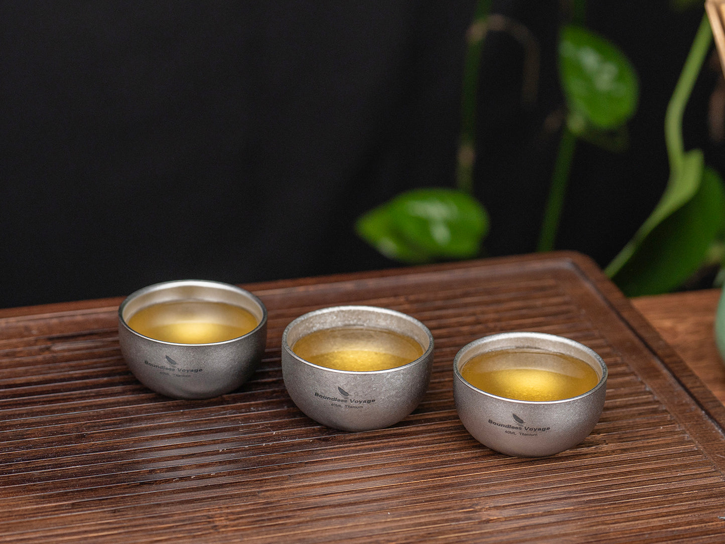 Boundless Voyage 40ml High-Temp Crystalline Finish Double-Wall Titanium Sake Cup & Kung Fu Tea Cup, Portable Mini Mug for Camping, Picnic & Daily Home Use Ti3204D