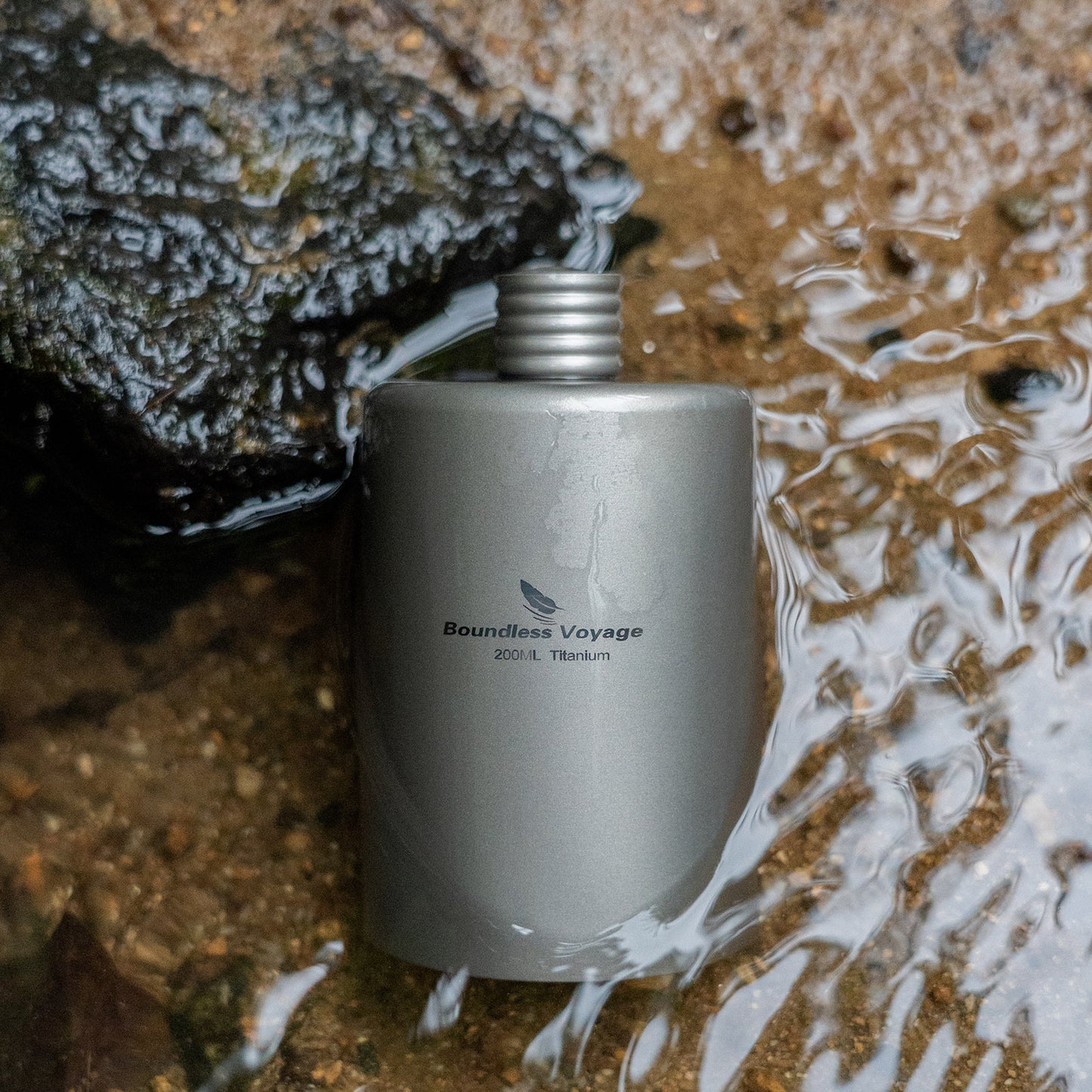Boundless Voyage Titanium Hip Flask Pocket Flagon Camping Portable Alcohol Bottle Drink Sports Water Bottle 200ml/6.7oz-Ti3068D