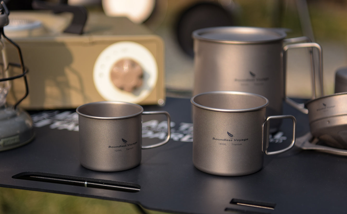 Boundless Voyage Ultralight Titanium Cup 120ml / 180ml, Lid-Free Portable Tea Wine Beer Coffee Mug for Outdoor Camping Travel Ti3053D