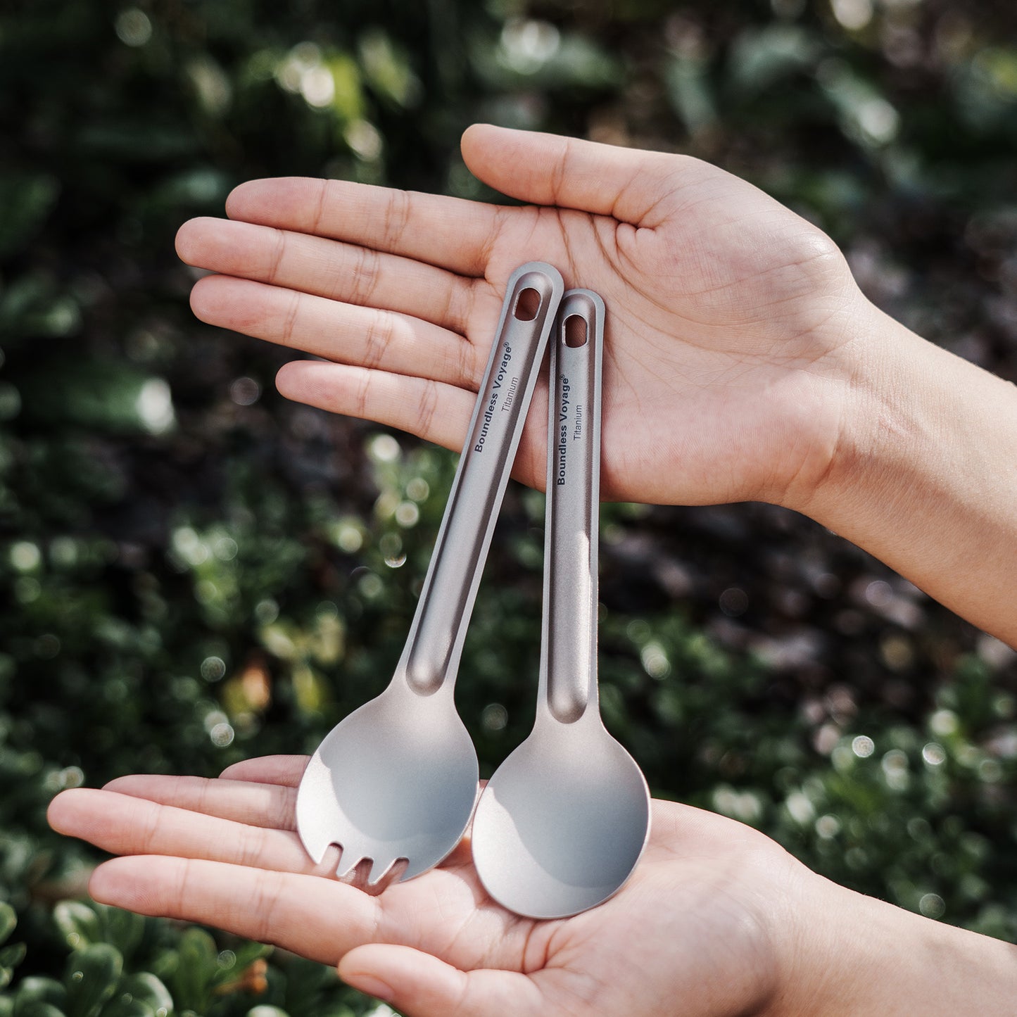 Boundless Voyage Titanium Spoon & Spork Camping Tableware Outdoor Flatware with Storage Bag Cooking Utensils for Kitchen Ti1036T-1037T