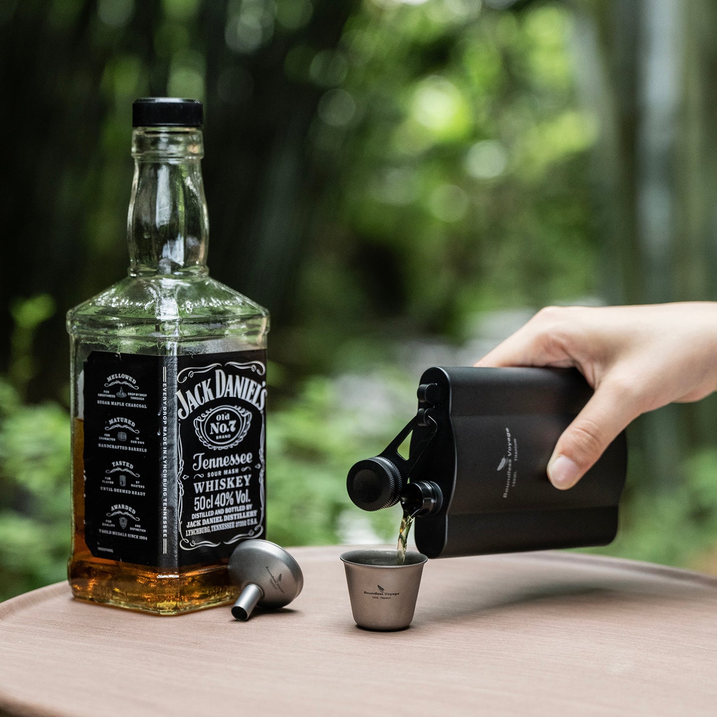 Boundless Voyage Titanium Hip Flask 180ml / 240ml Rust-Free Ultralight Small Liquor Flask Bottle for Whiskey Vodka Wine Outdoor Portable Travel Outdoor Ti3071D / Ti3072D/ Ti3073D
