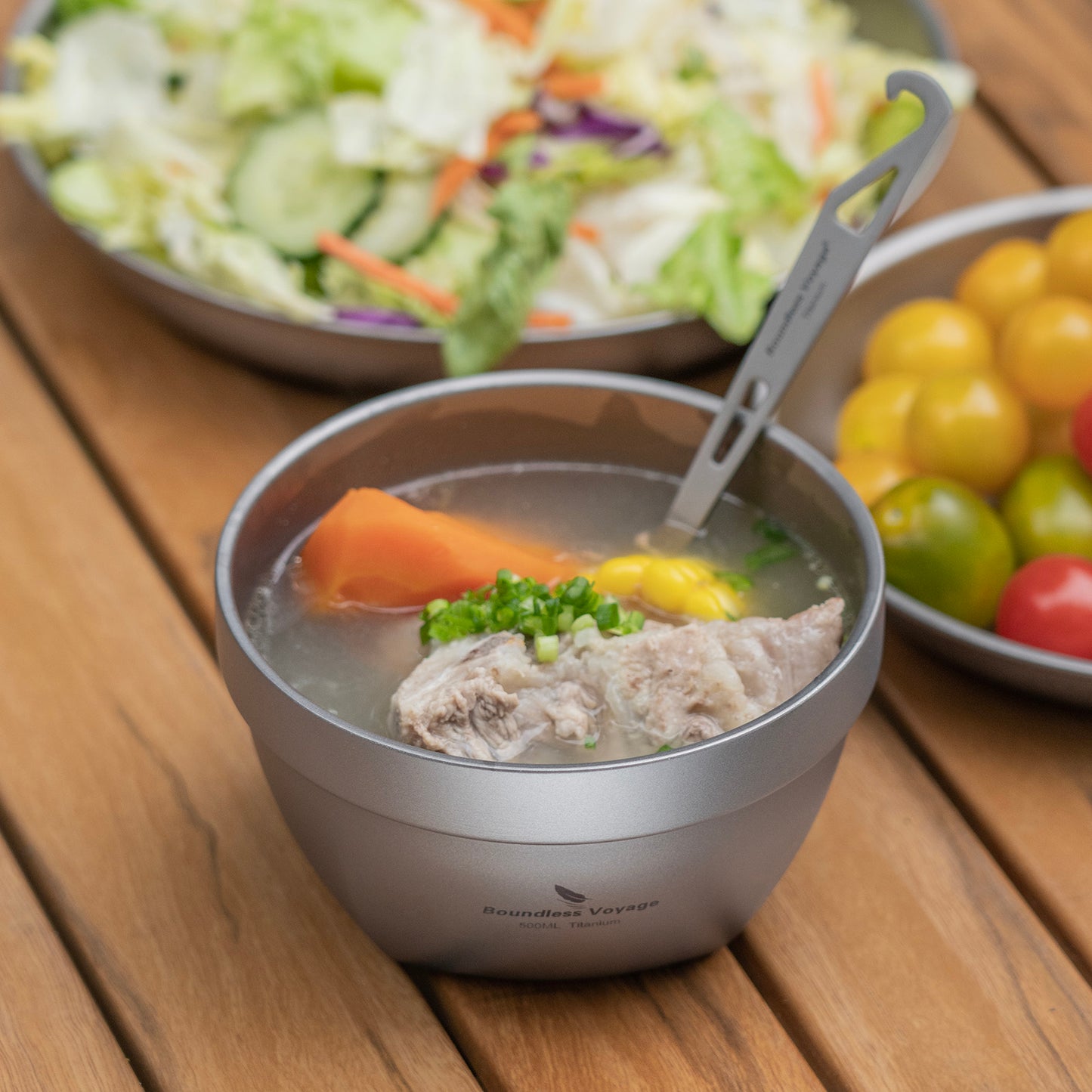 Boundless Voyage Sandblasted Double Walled Pure Titanium Bowl 500ml / 800ml | Ultralight Portable Metal Tableware for Oatmeal, Rice, Soup, Outdoor Camping & Daily Home Use Ti1161T-Ti1163T