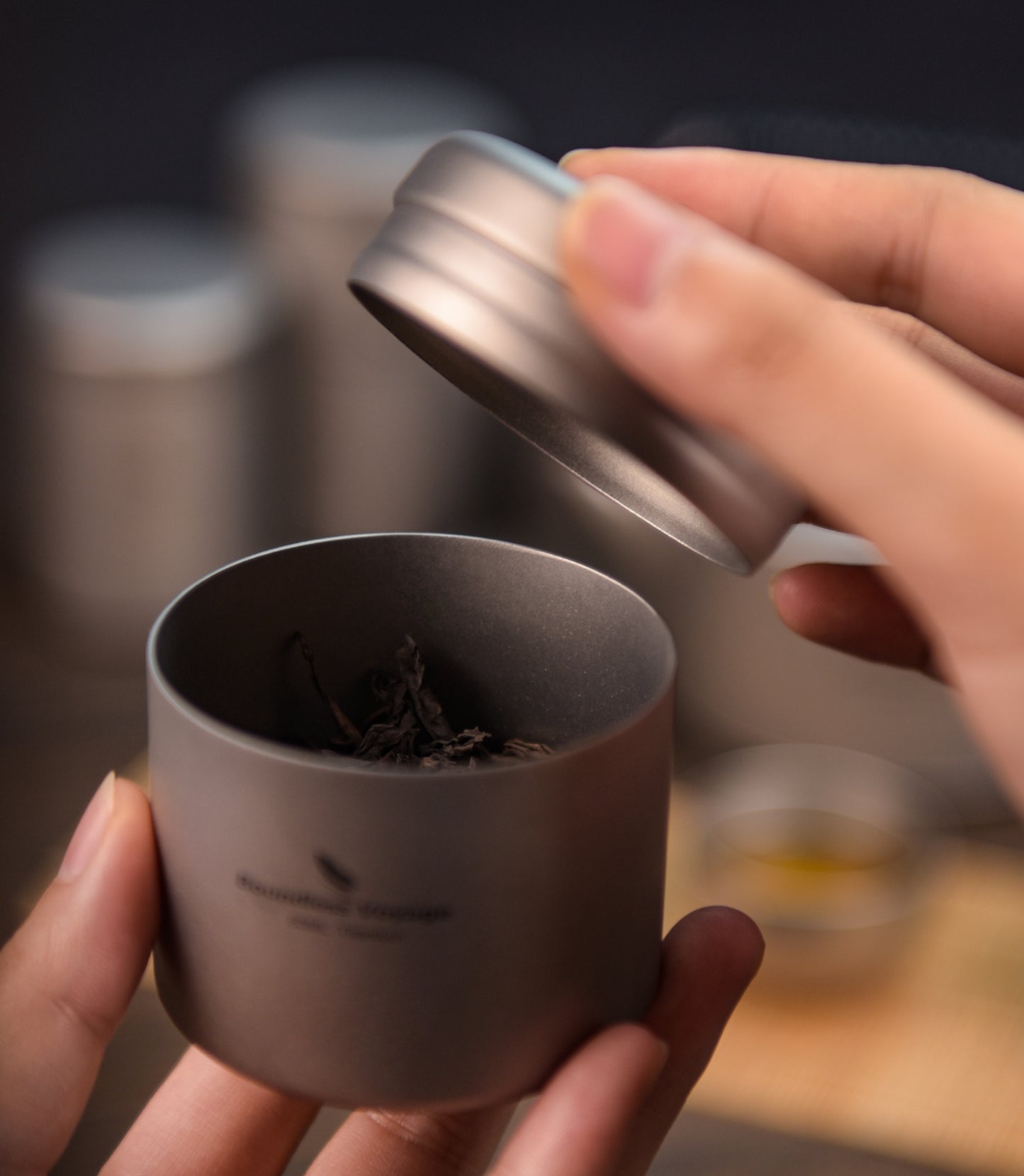 Boundless Voyage Titanium Tea Caddy Canister, Ultralight Portable Food Storage Container, Multi-Purpose Jar for Loose Tea, Coffee Beans, Spices, Nuts & Sugar, for Kitchen, Camping, Travel & Daily Use Ti3208D-Ti3210D