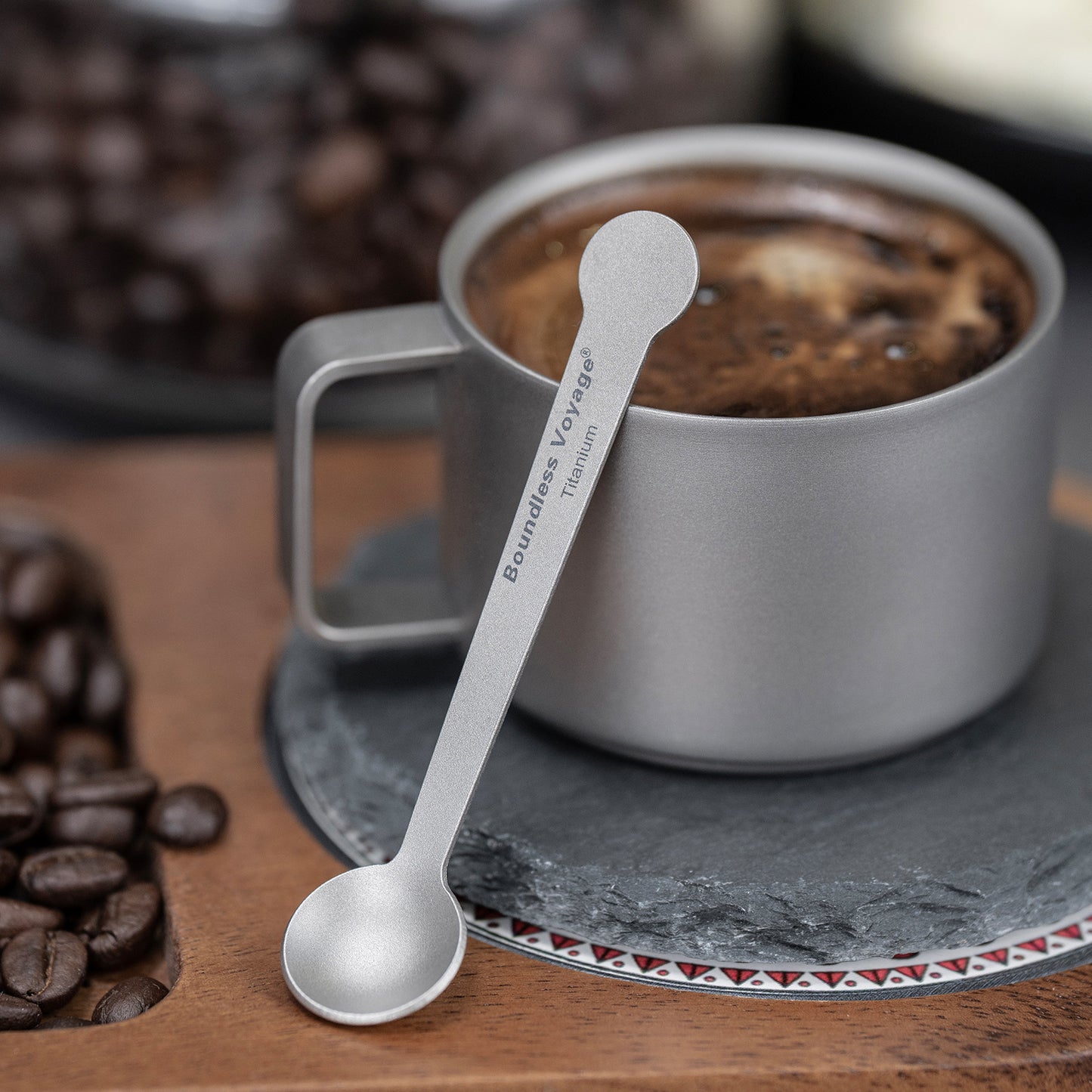 Boundless Voyage Pure Titanium Mini Coffee Spoon | Ultralight Small Stirring Spoon for Sugar, Jam, Tea & Dessert, Party Tableware Ti1040T