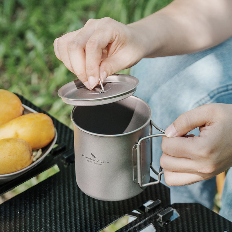 Boundless Voyage Titanium Cup with Lid Camping Tableware for 1 person 420ML
