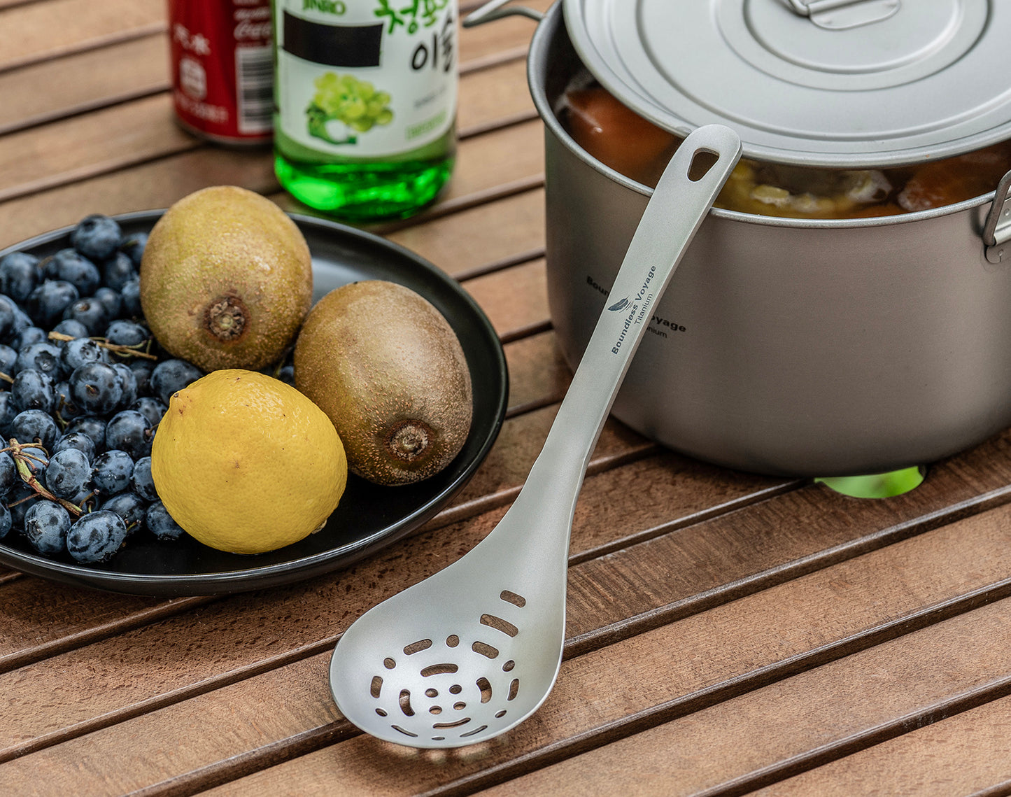 Boundless Voyage Pure Titanium Skimmer Colander with Long Handle | Ultralight Portable Kitchen & Camping Filter Spoon for Fried Food Ti1038A&nbsp;