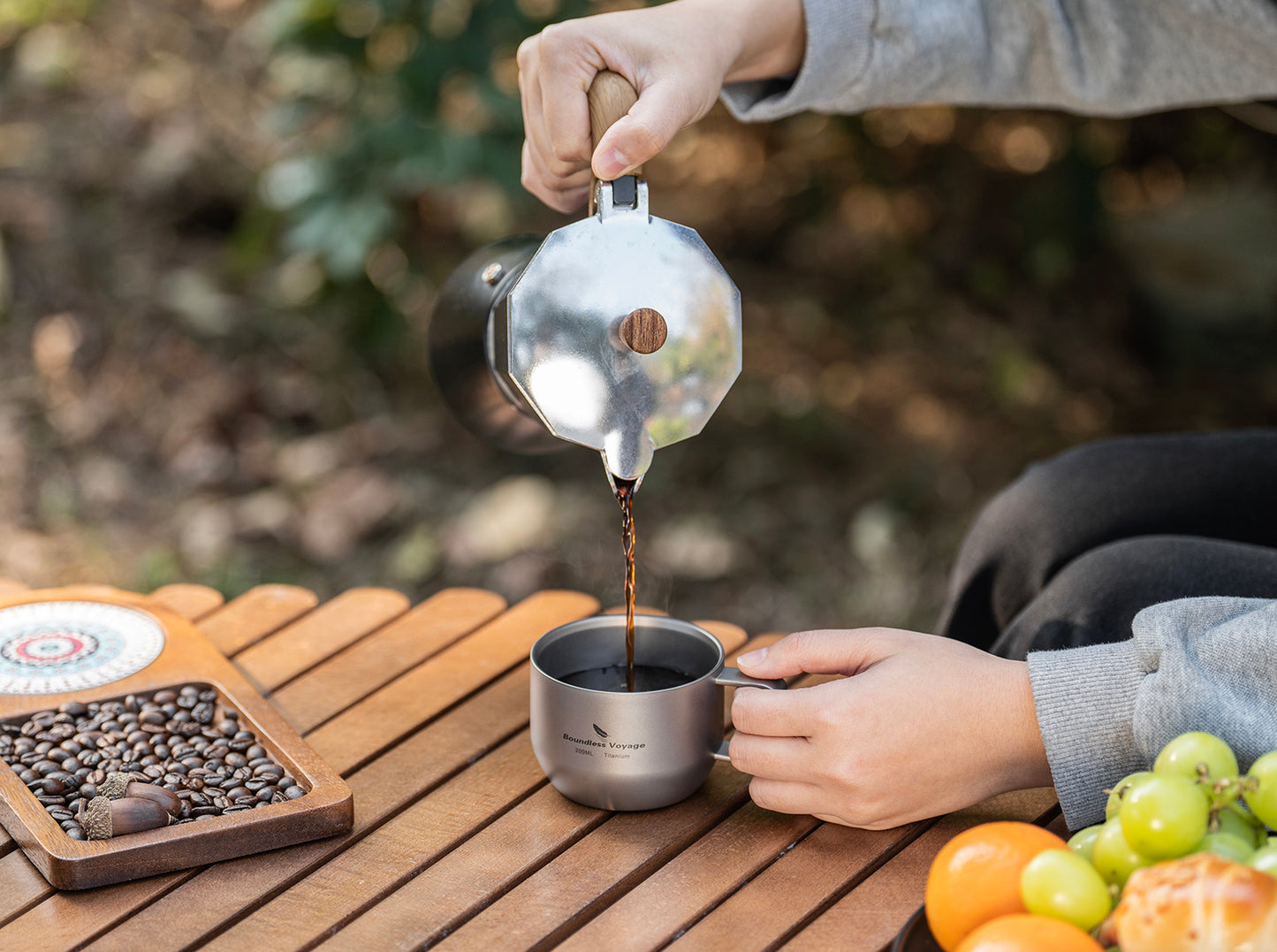 Boundless Voyage 200ml Double Wall Pure Titanium Mug | Ultralight Portable Coffee & Tea Cup for Camping, Travel & Outdoor Picnic Ti3086D