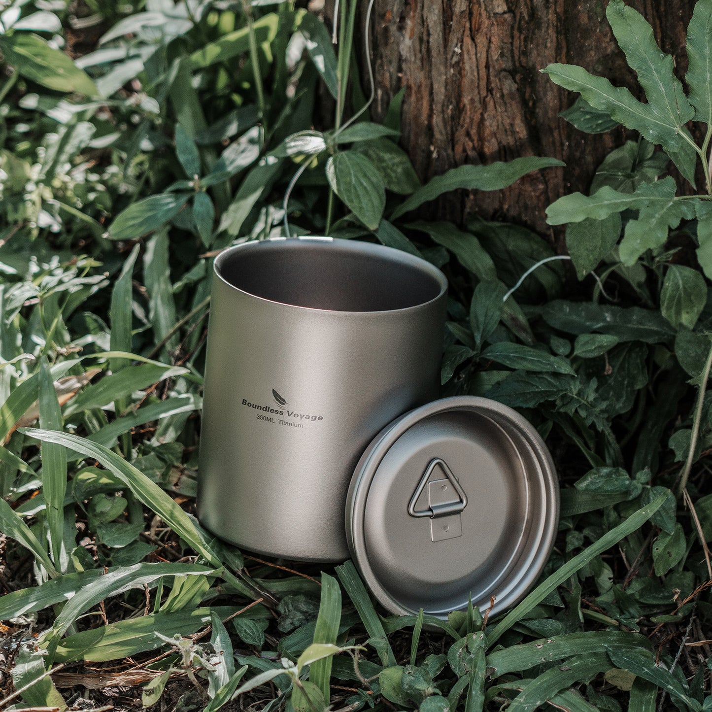 Boundless Voyage 350ml Pure Titanium Double Walled Cup with Lid | Ultralight Anti-Scald Insulated Coffee Mug for Outdoor Camping Hiking Home Office Use Ti3022D