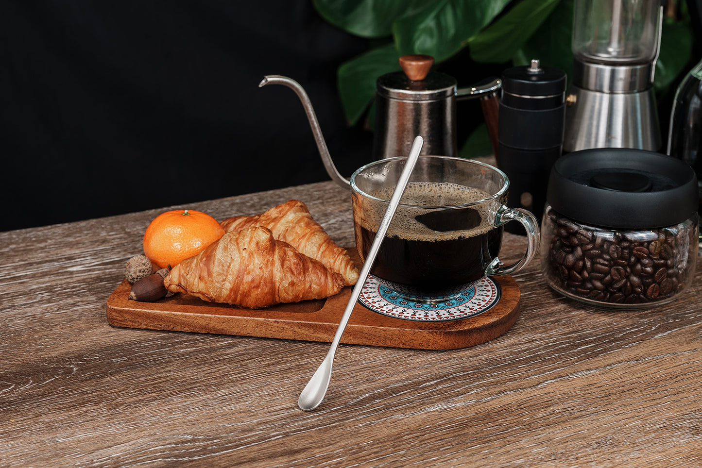 Boundless Voyage Titanium Coffee Spoon Long Handle Tea Spoon Ultralight Small Ladle Durable Cutlery Stir Spoon Bar Spoon Cocktail Mixing Stirrers for Drink Ti1034T-Ti1035T