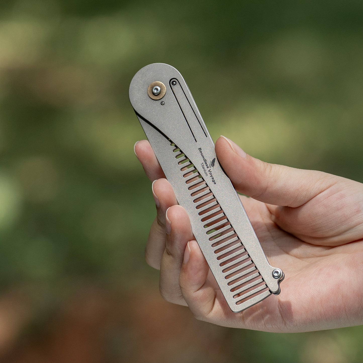 Boundless Voyage Titanium Foldable Comb, Ultralight Compact Folding Pocket Hair Comb for Outdoor Camping, Travel, Hiking and Daily‑Carry Ti9011A