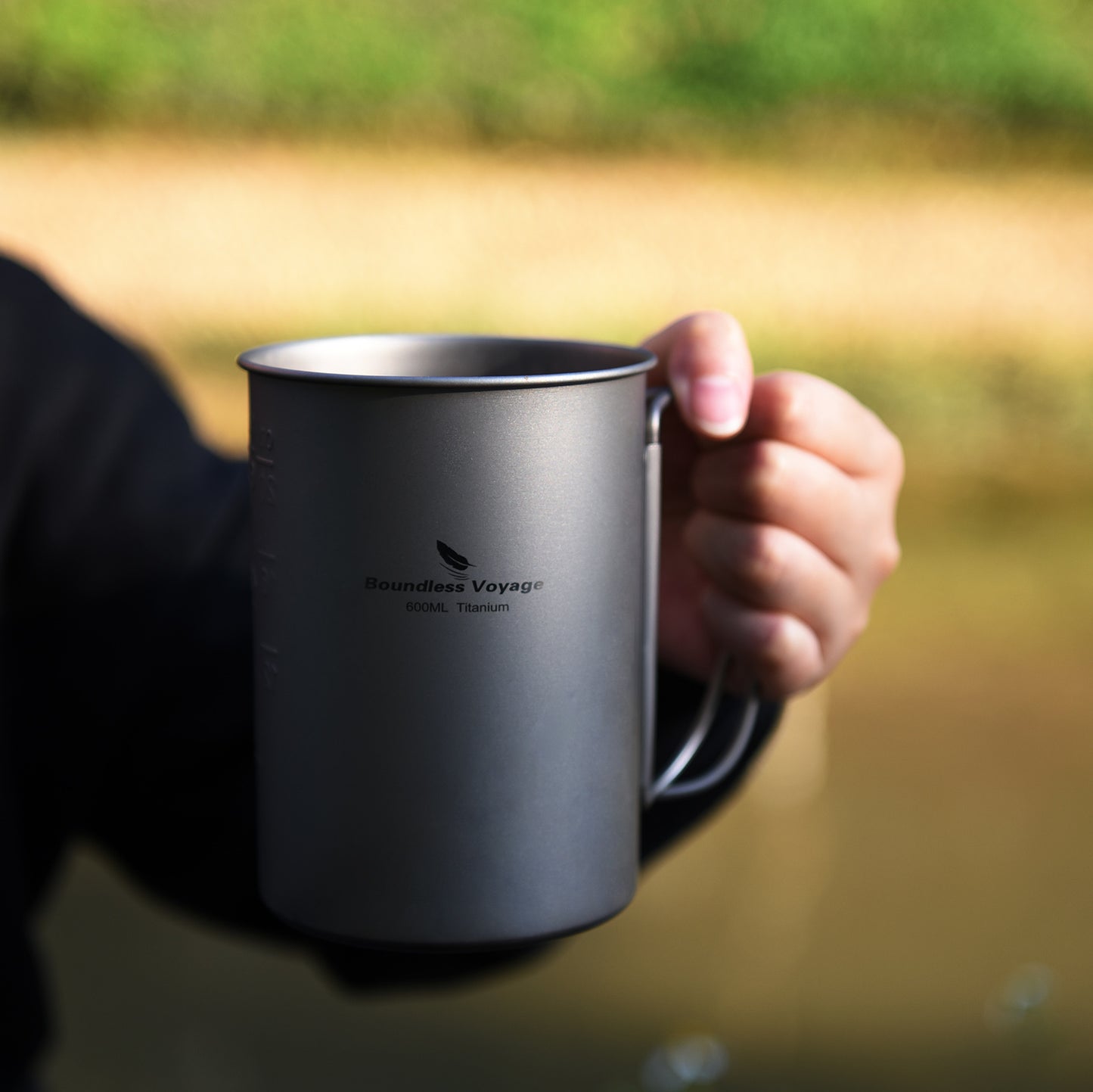 Boundless Voyage Pure Titanium Cup with Flat Lid | Ultralight Portable Coffee Tea Wine Mug, Outdoor Tableware for Backpacking Hiking Camping Picnic Ti3049D