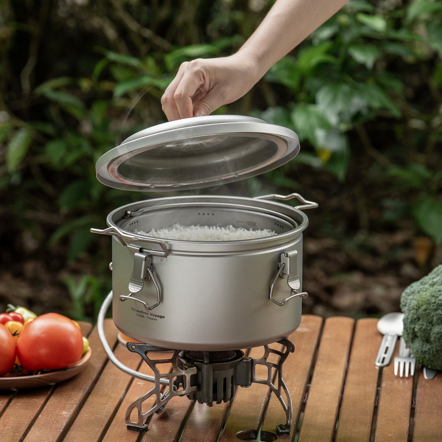 Boundless Voyage Titanium Camping Pot Multifunctional Cooker Ultralight Rice Cooker for Outdoor, Hiking, Travelling Ti2088C-Ti2092C