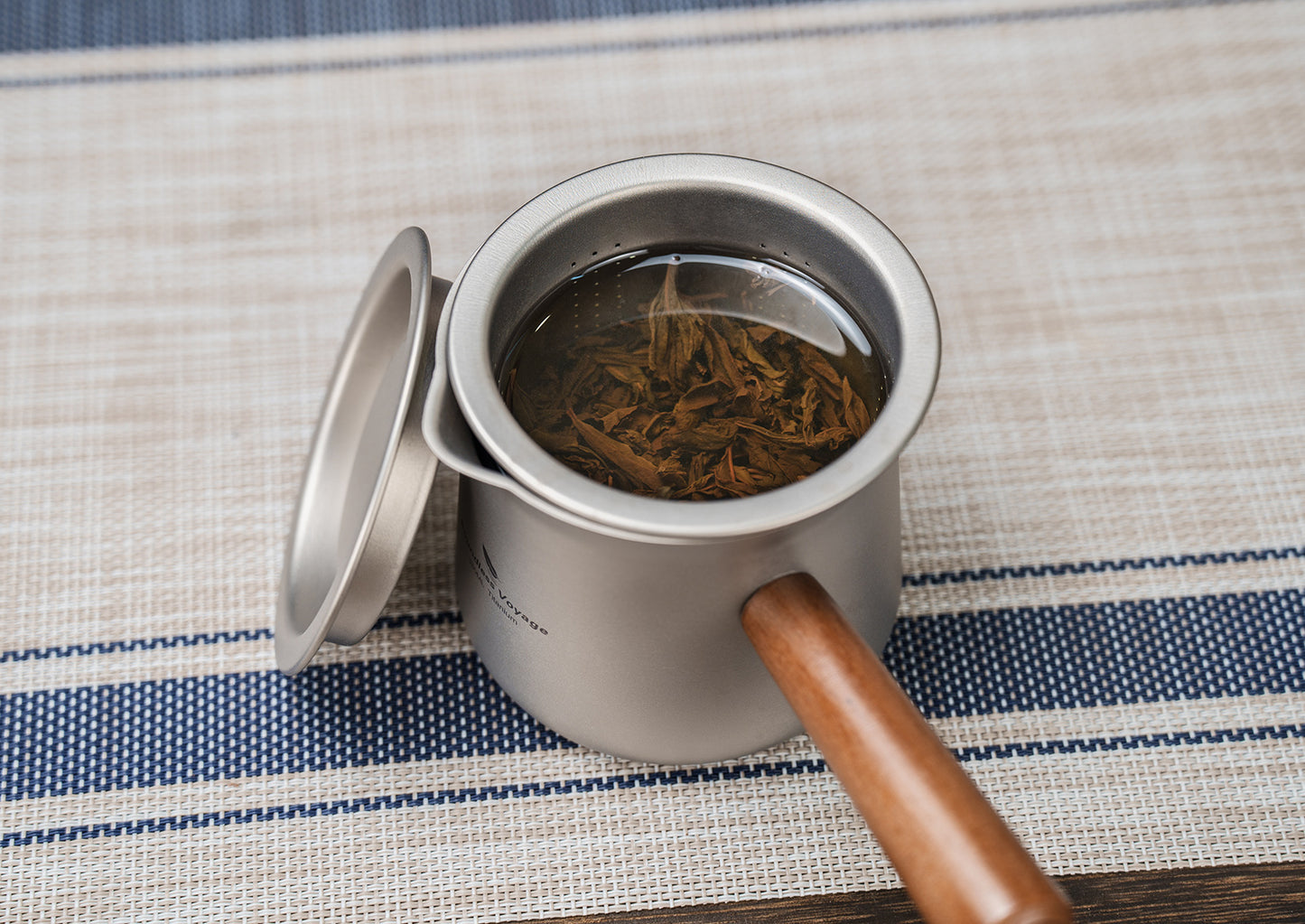 Boundless Voyage 380ml Titanium Tea Cup with Removable Wooden Handle & Filter Strainer, Ultralight Portable Mug Ti3141D
