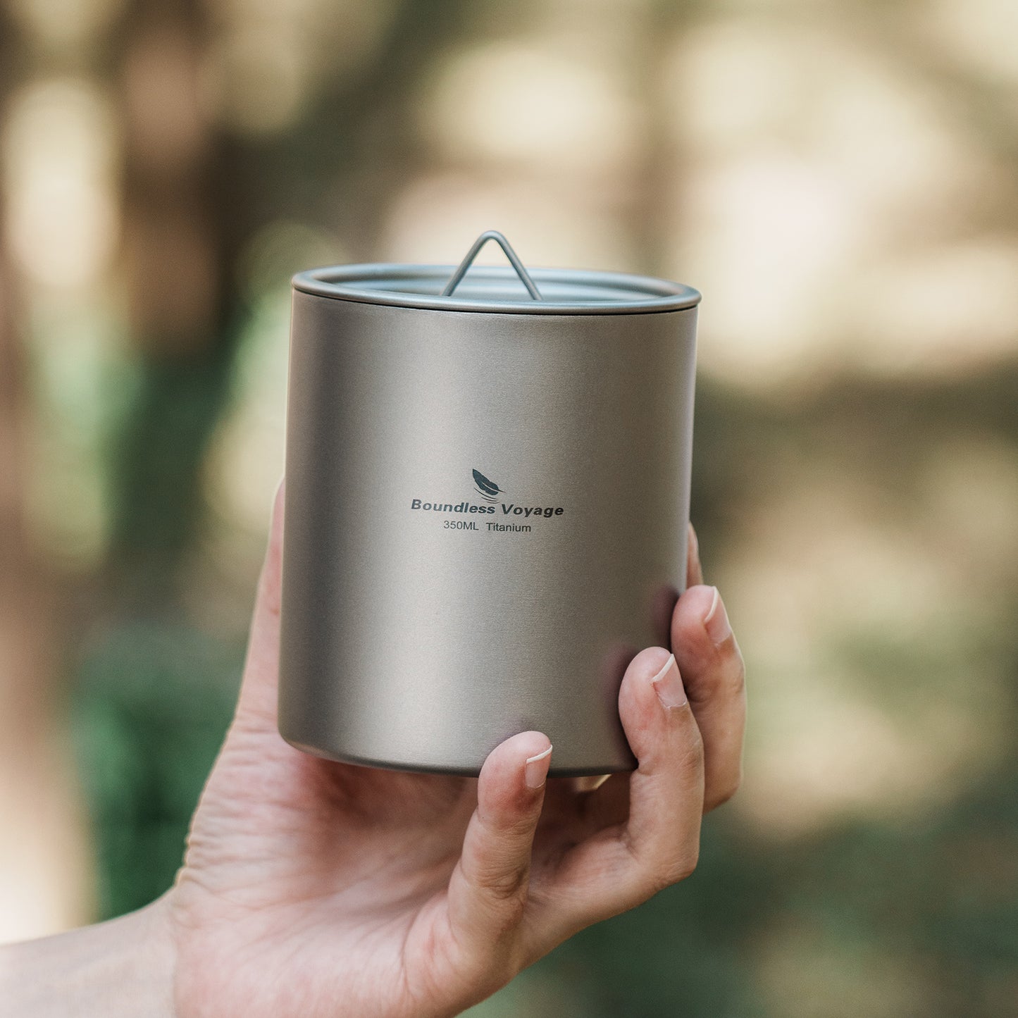 Boundless Voyage 350ml Pure Titanium Double Walled Cup with Lid | Ultralight Anti-Scald Insulated Coffee Mug for Outdoor Camping Hiking Home Office Use Ti3022D