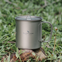 Boundless Voyage 600ml Single Wall Titanium Cup with Lid | Ultralight Portable Camping Mug for Tea Coffee EDC Hiking Ti3036D