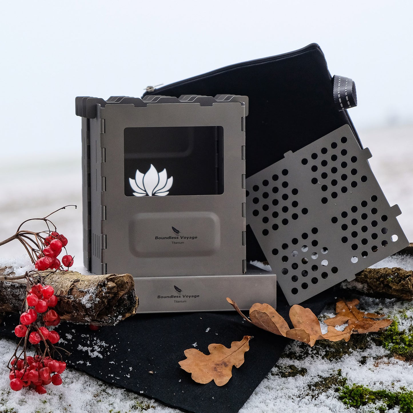 Boundless Voyage Outdoor Titanium Folding Wood Stove With Pot Bracket Camping Charcoal Burner Furnace Ti2010C
