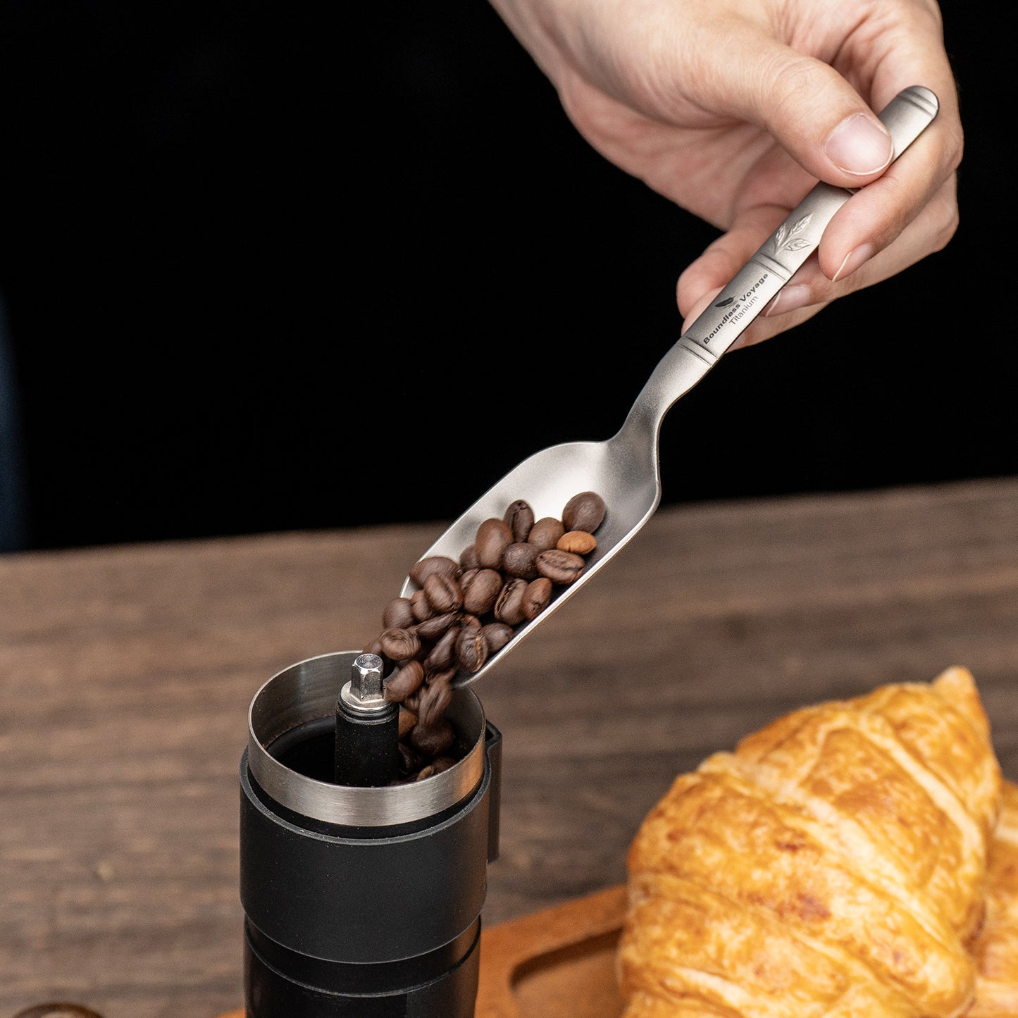 Boundless Voyage Titanium Tea Scoop, Lightweight Coffee Scoop for Camping Travel Home Outdoor Tableware with Carry Bag , Dishwasher Safe Ti1135T