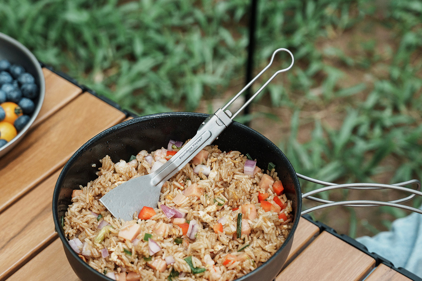 Boundless Voyage Titanium-Klappspatel Bratenschaufel mit Klappgriff Speisewender für Camp-Küche Outdoor-Kochen Ti1076T