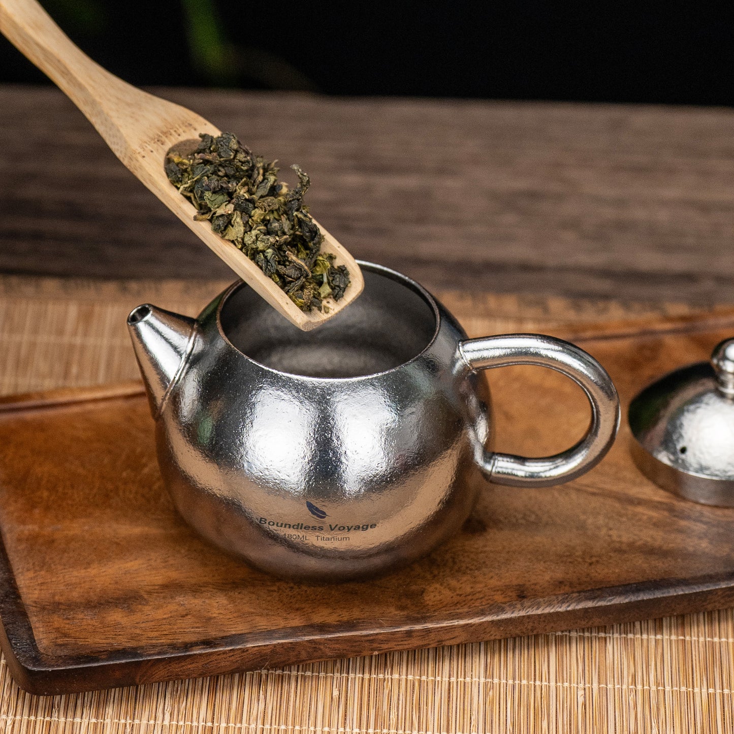 Boundless Voyage Titanium Teapot 180ml, Lightweight Loose Leaf Tea Pot with Anti-Scald Handle & Vented Lid,Tea Maker for Home Office Camping Travel Ti3111D