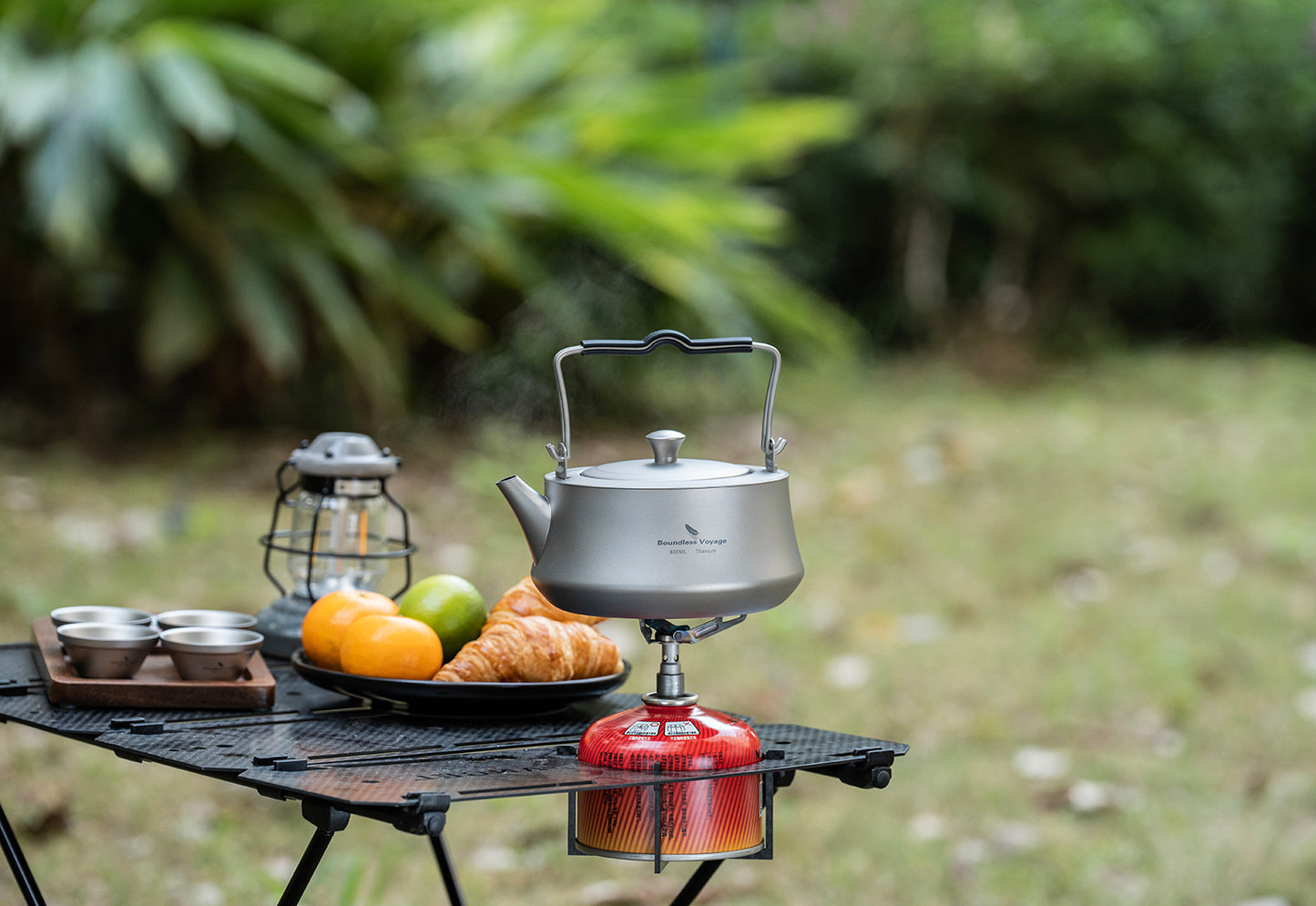 Boundless Voyage 800ml Pure Titanium Kettle with Filter & Foldable Handle, Ultralight Camping Teapot Ti3093D