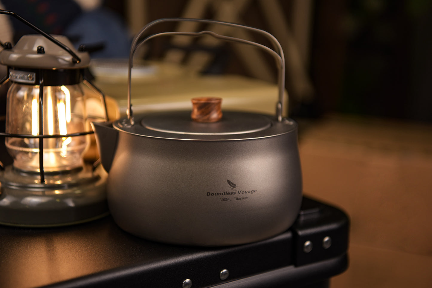 Boundless Voyage 800ml Pure Titanium Camping Kettle | Durable Lightweight Teapot with Foldable Handle for Backpacking, Hiking, Coffee and Tea Ti3131D