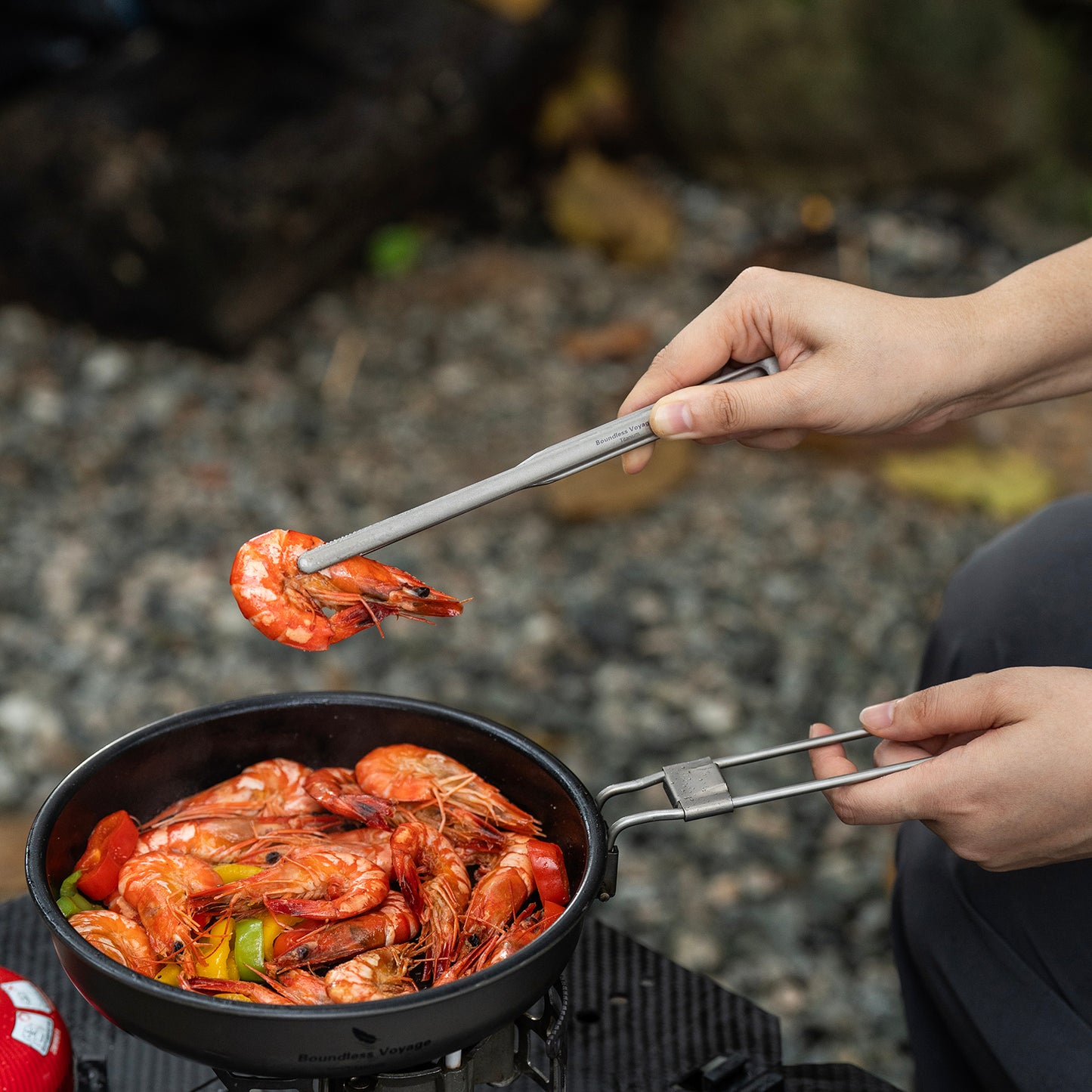 Boundless Voyage Titanium BBQ Tongs, Ultralight Heat-Resistant Rustproof Grilling Tongs for Camping Hiking Outdoor Cooking Ti1014T