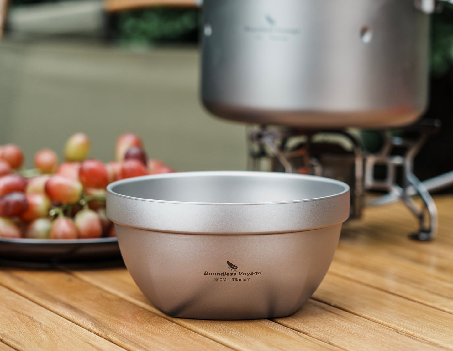 Boundless Voyage Sandblasted Double Walled Pure Titanium Bowl 500ml / 800ml | Ultralight Portable Metal Tableware for Oatmeal, Rice, Soup, Outdoor Camping & Daily Home Use Ti1161T-Ti1163T