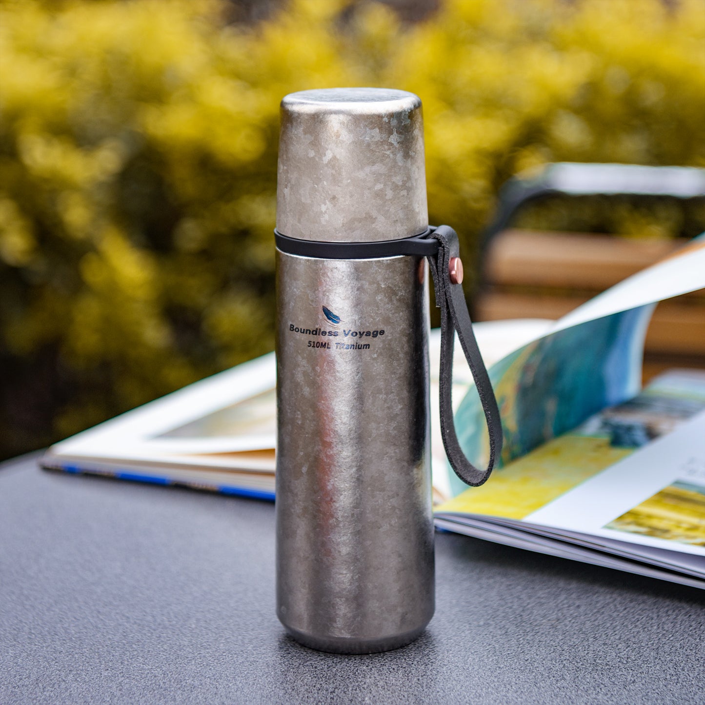 Boundless voyage Titanium Vacuum-Insulated Beverage Bottle Large Capacity 510ml Outdoor Portable Vacuum Flask water bottles Hiking water bottle Ti3011D