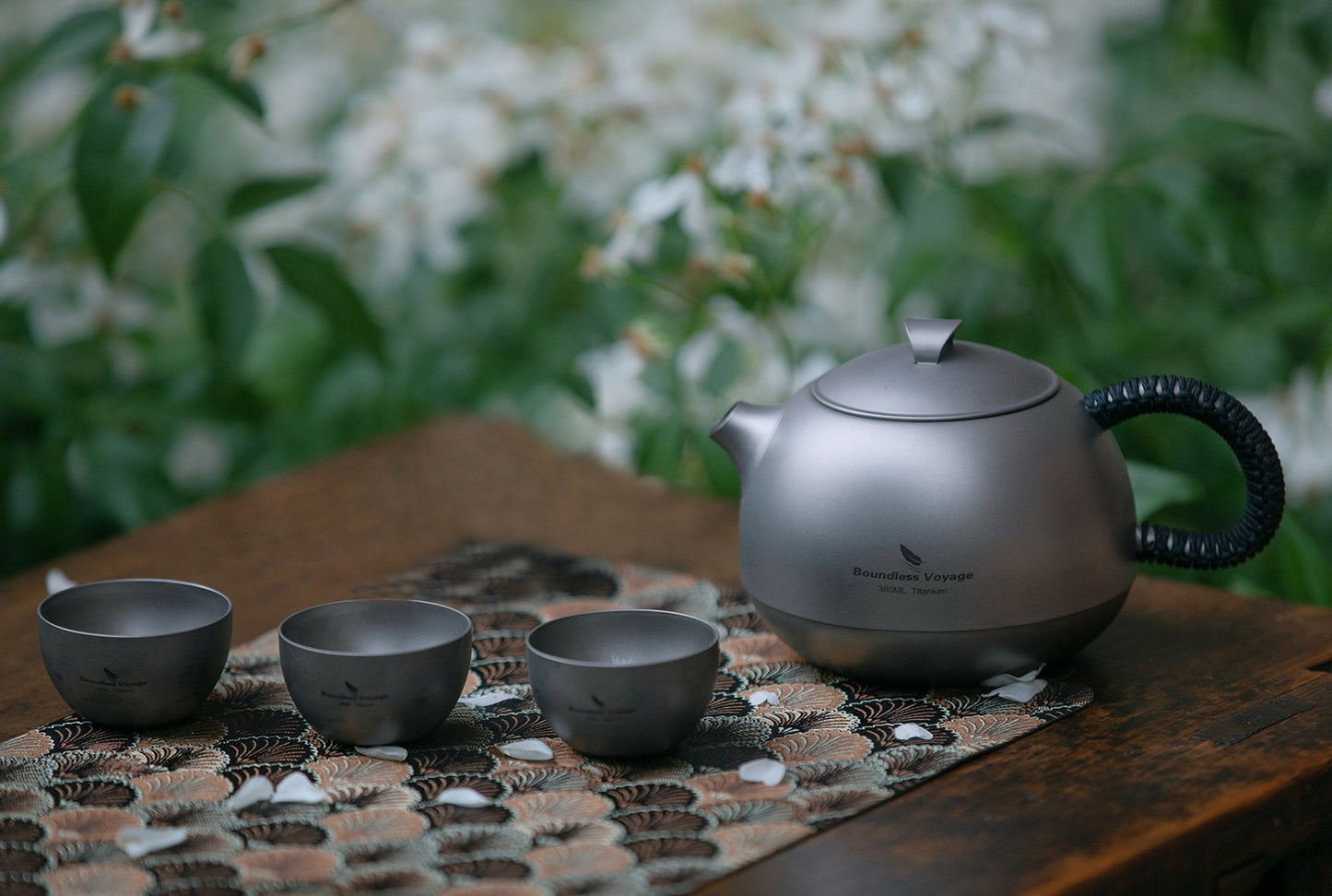 Boundless Voyage 380ml Titanium Teapot with Removable Filter, Ultralight Portable Tea Kettle for Camping Travel Home Ti3108D